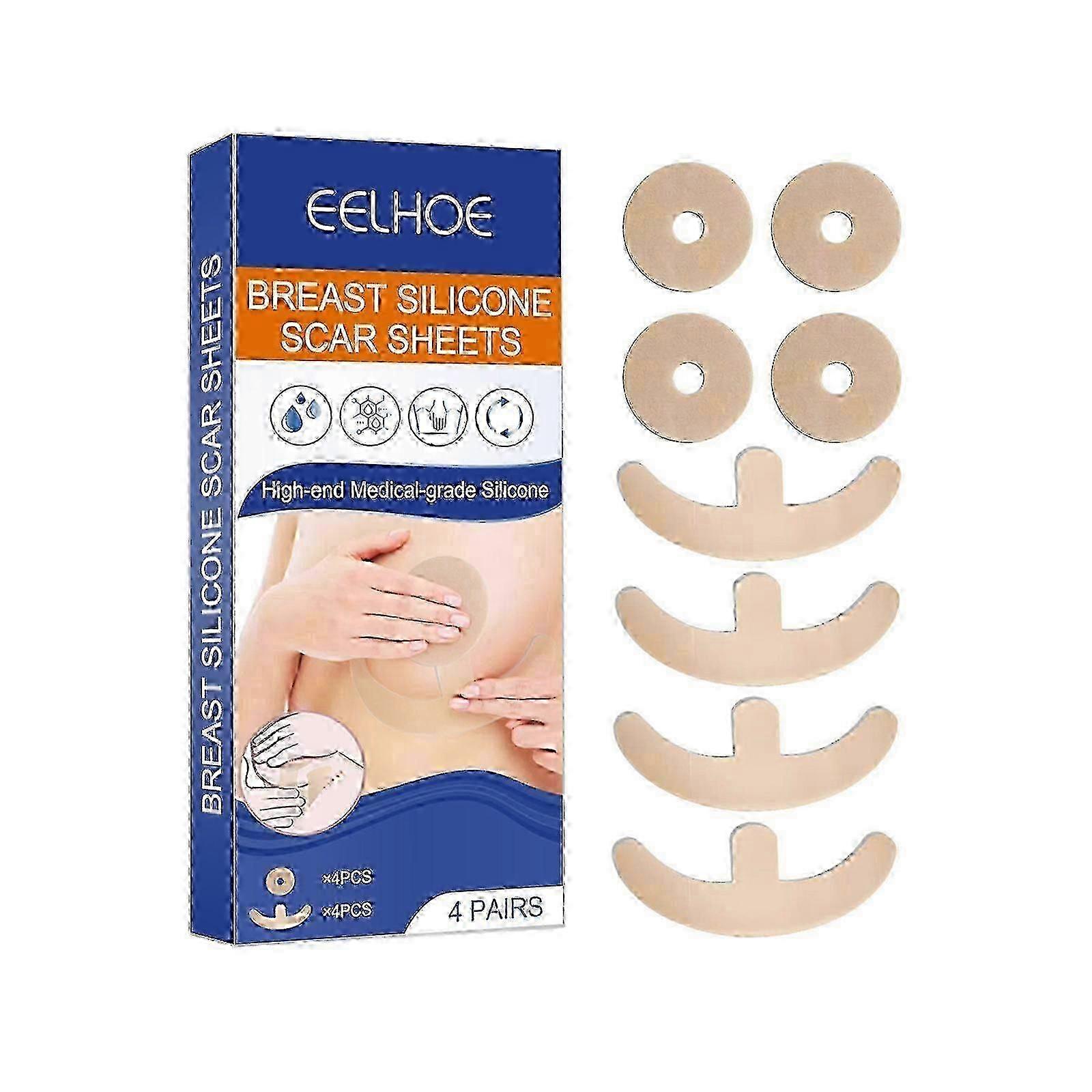 4 pairs Silicone Scar Sheets For Breast Reduction After Surgery For Scars, Scar Removal Sheets