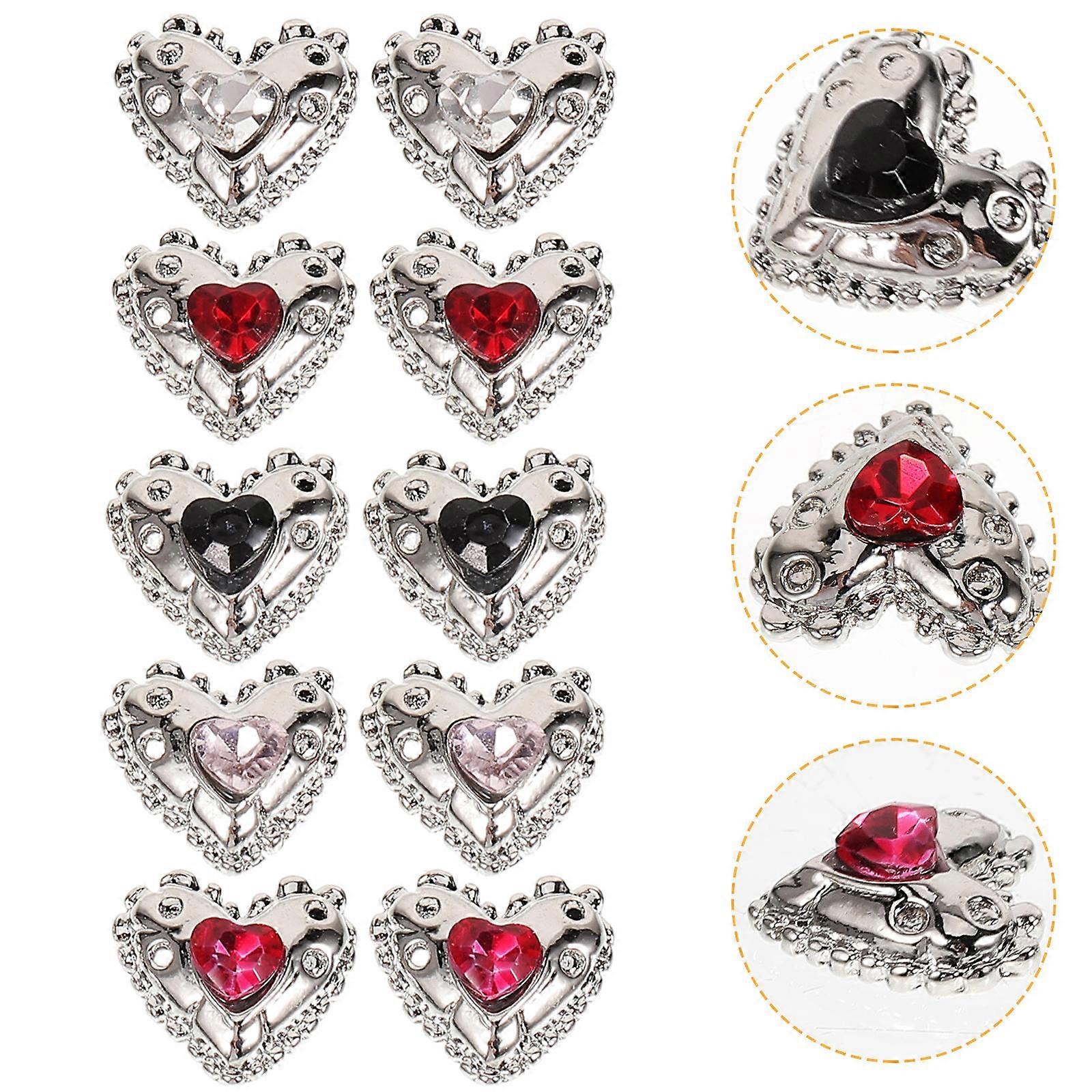 Nail Rhinestones for Fake Nails Heart Shaped Manicure Supplies Alloy Assorted Color Manicure Decorations 25Pcs