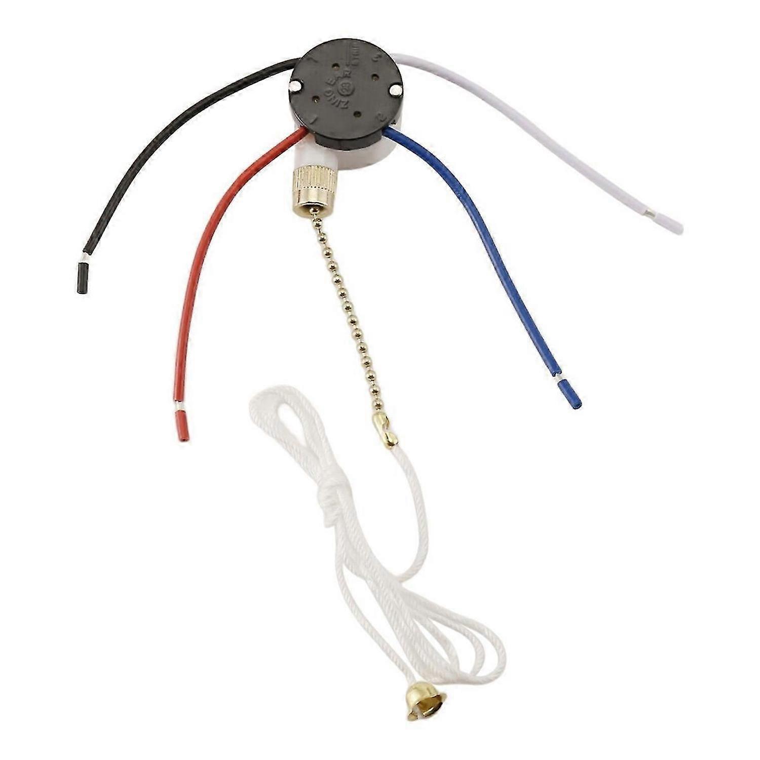 Ceiling Fan Switch Kit 3 Speed 4 Wire,ZE-208S Pull Wire Switch Gold