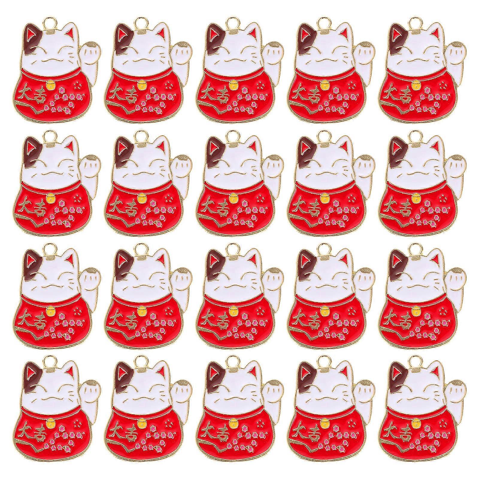 Keychain Charm Cat Shape Daily Use Red Alloy Diy Accessory 20Pack