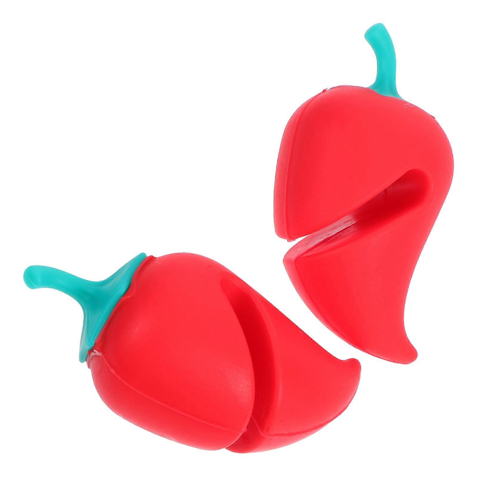 Red Silicone Lid Lifters 2Pcs Pepper Shaped For Effective Steam Release In Kitchen