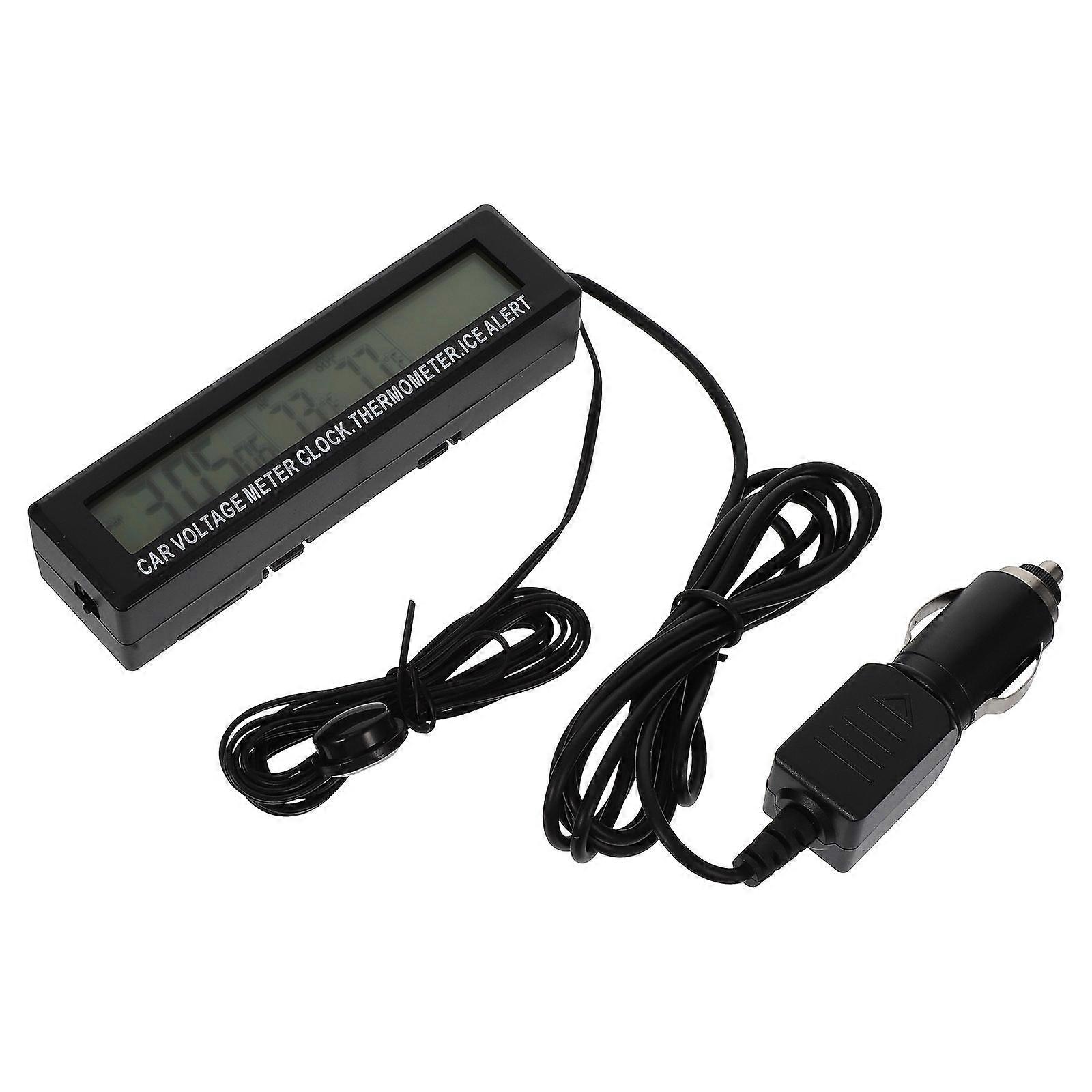 2Pcs Car Clock Voltmeter Thermometer Ideal For Automotive Interior Style Temperature Measurement