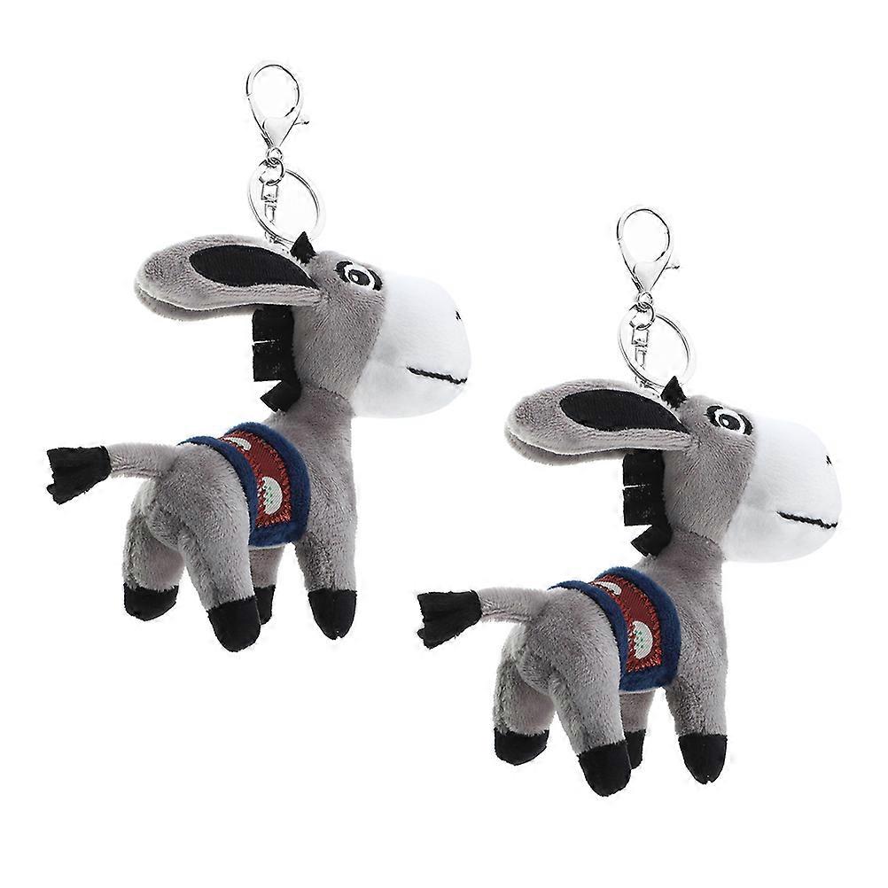 Cute Donkey Stuffed Animal Keychain Soft Plush Pendant 4Pcs for Keys