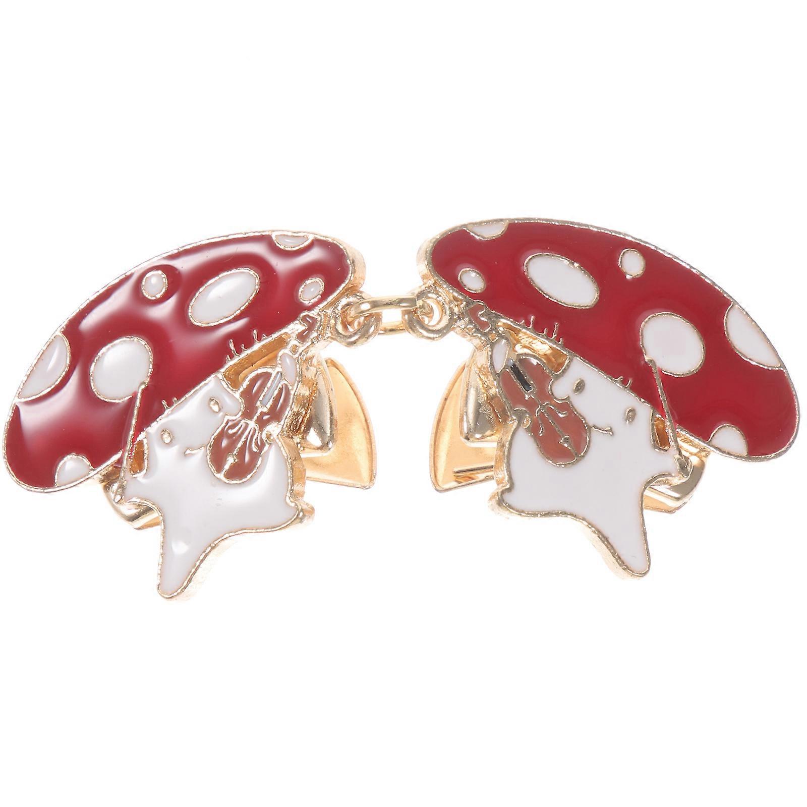 2Pcs Enamel Mushroom Brooch Pin for Cloak Clip Strong Alloy Material