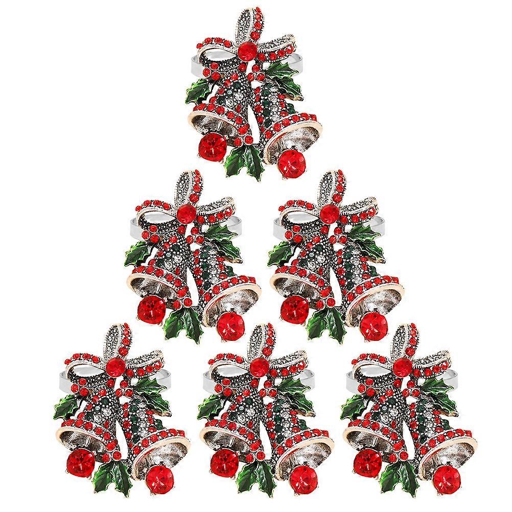 Bell Shape Christmas Napkin Rings for Dining Table 24Pcs Red Alloy