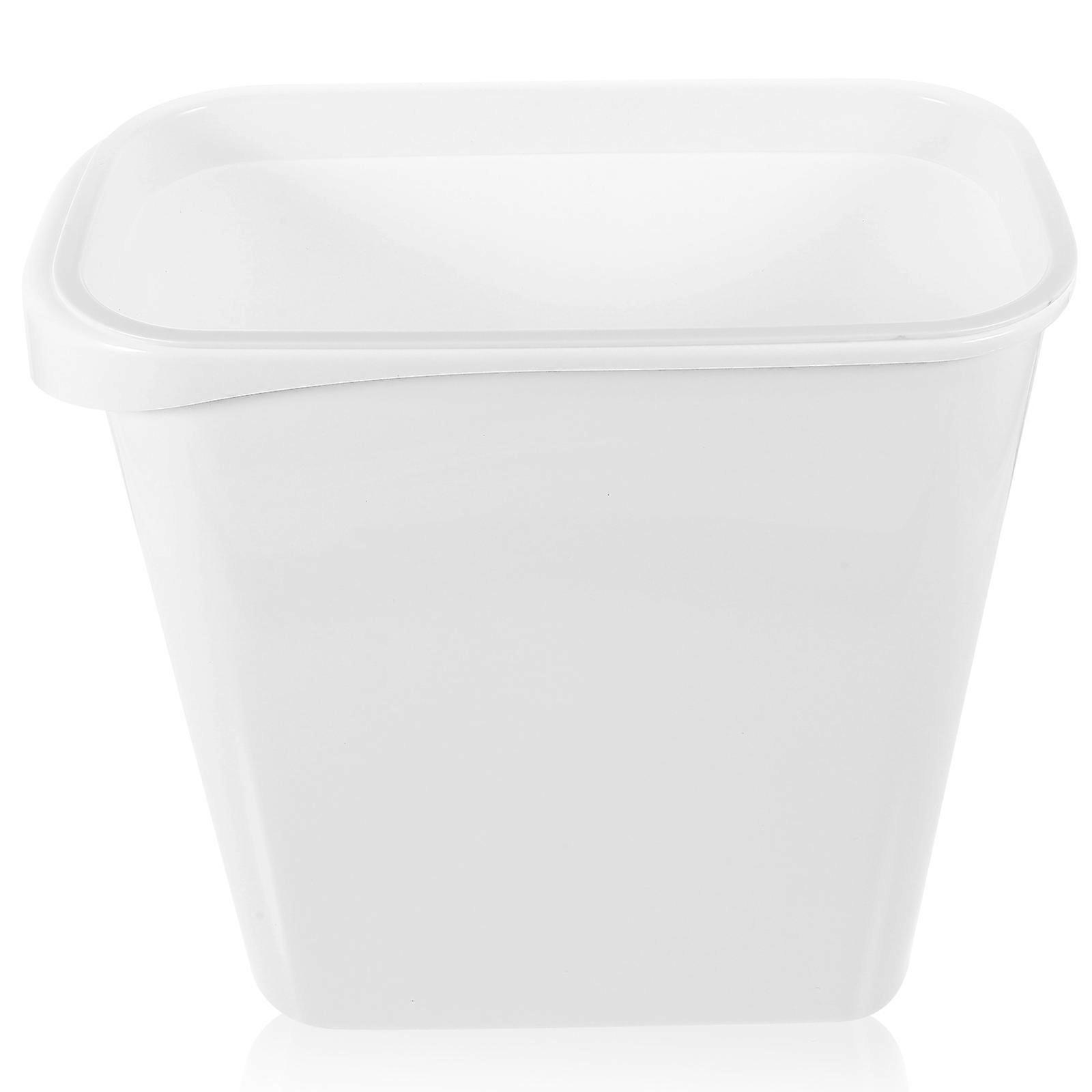 Pressing Ring Trash Can Slim Waste Basket for Storage 2Pcs White Plastic
