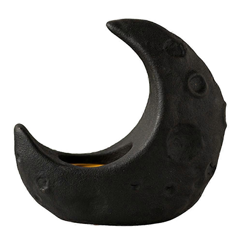 Moon Shape Ceramic Incense Holder Black for Home Use