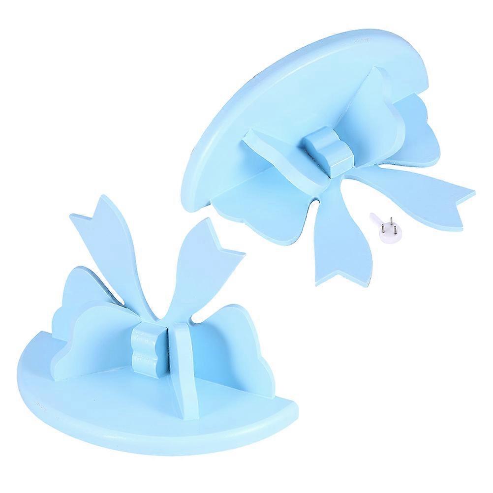 Wooden Knot Semicircle Wall Shelf for Storage 6Pcs Nordic Style Sky-Blue