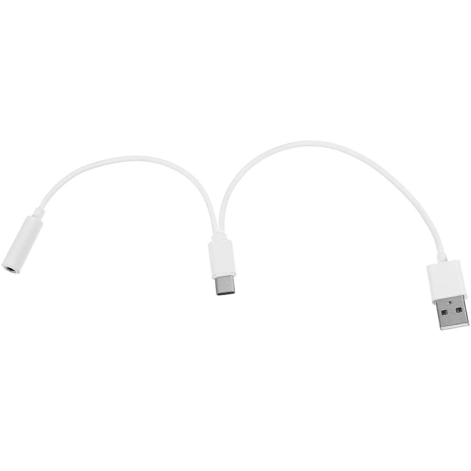 USB-C to Double 3.5mm Audio Adapter for Phone 2Pcs White Cable