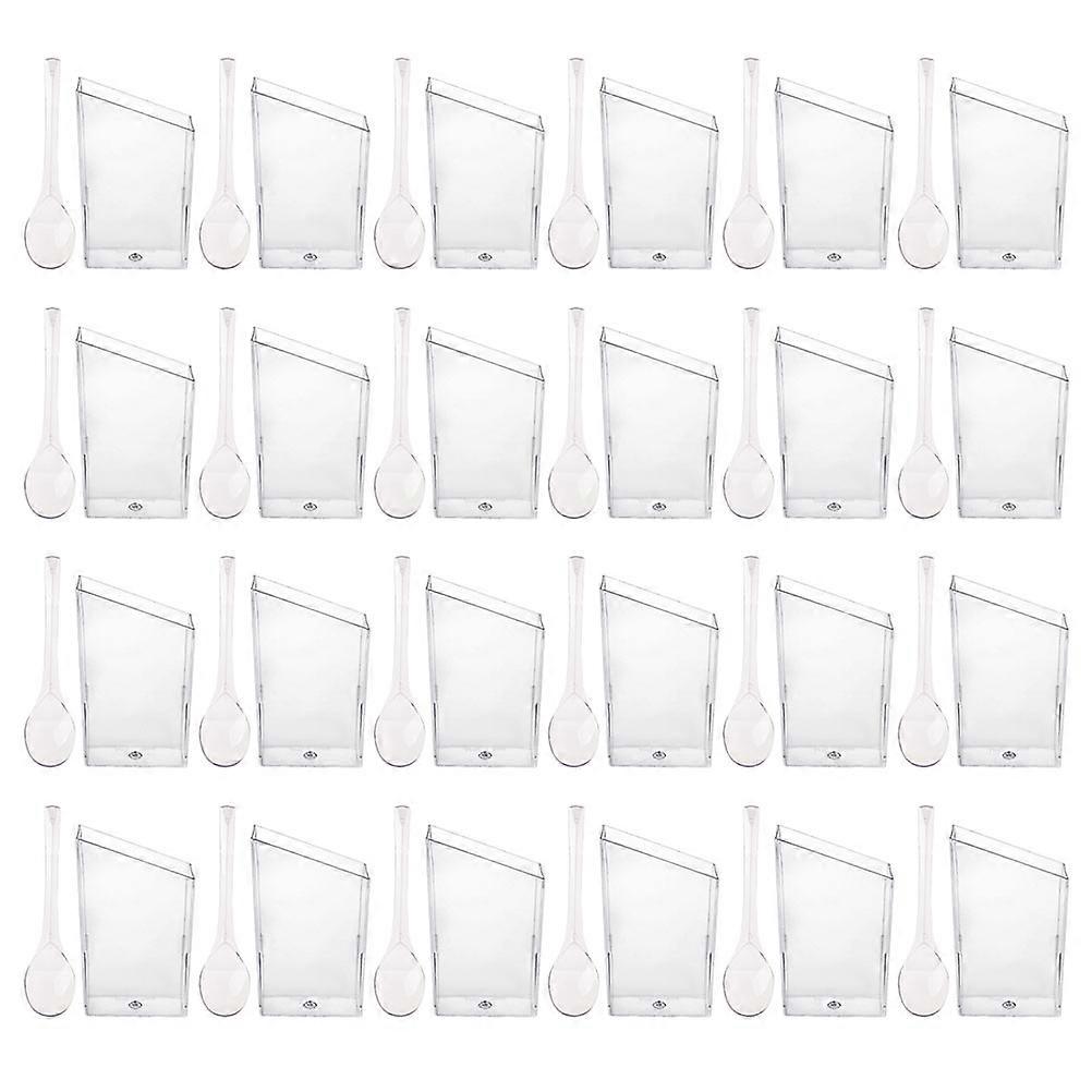 Small Pudding Cup Home Decor Beverage Container Square Tilted Mouth 24Cups