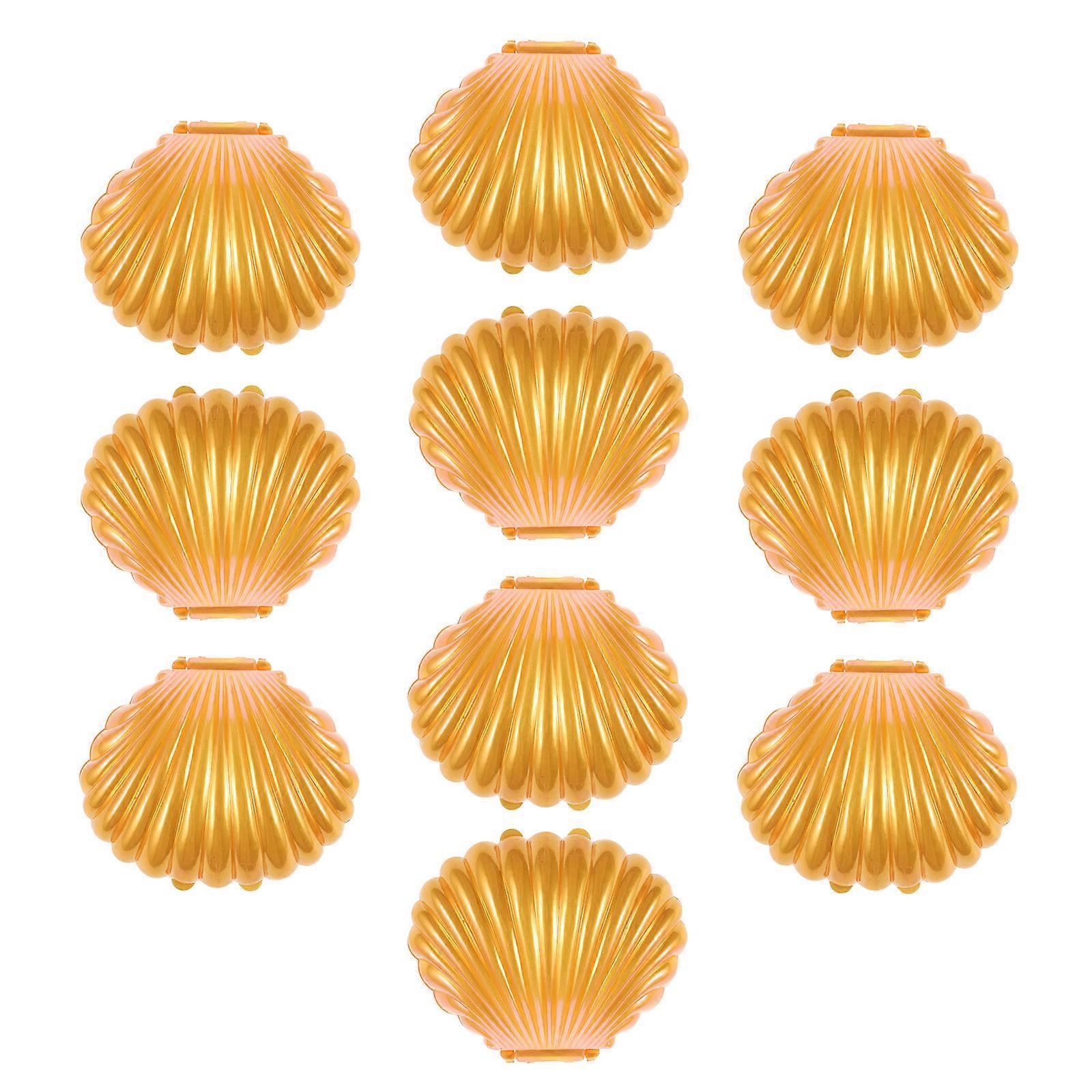 Golden Seashell Candy Boxes for Jewelry Gift Storage 50Pcs Plastic