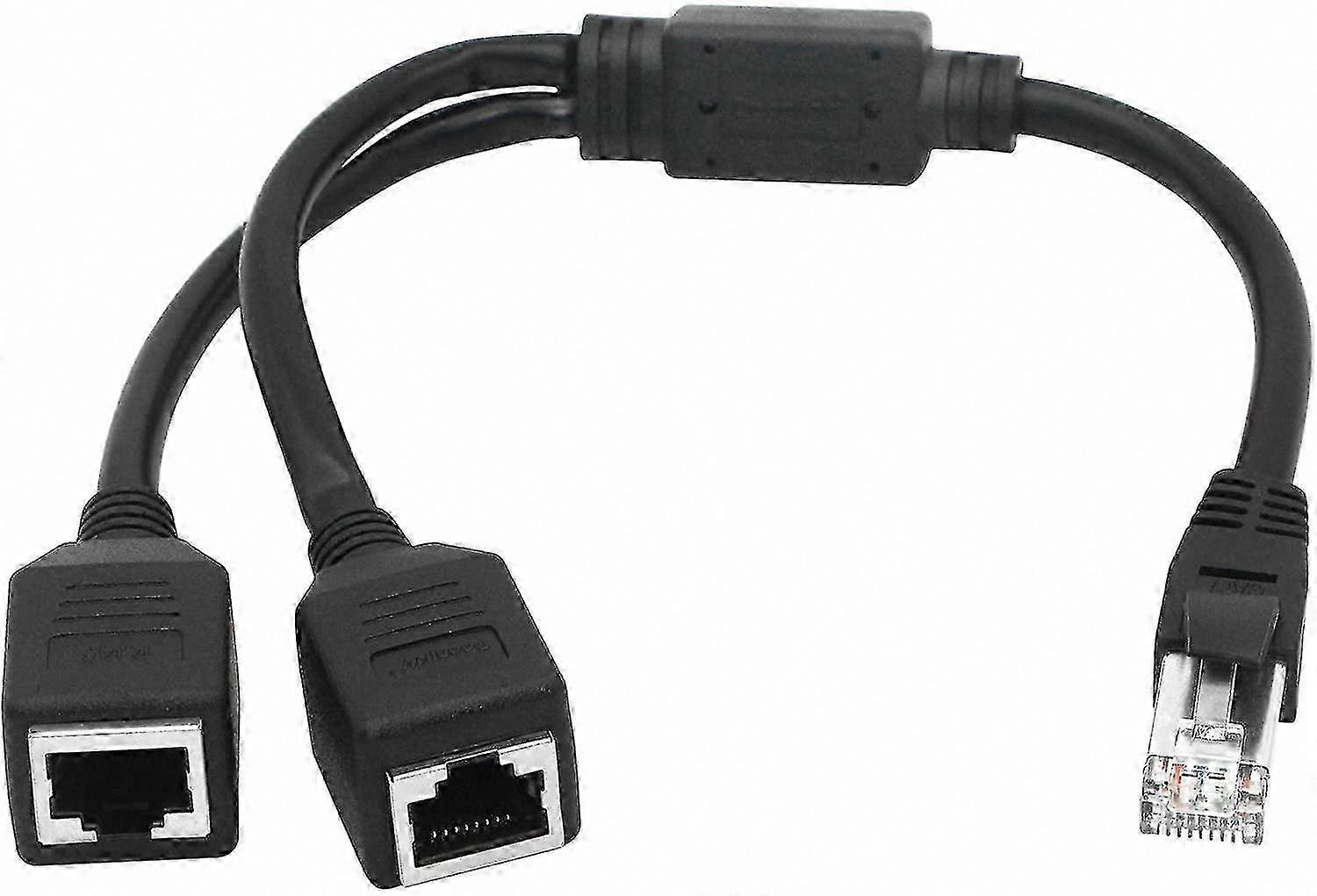 2 Port Ethernet Adapter, Male to Dual Female Y Splitter Cable for Network Extension Connection