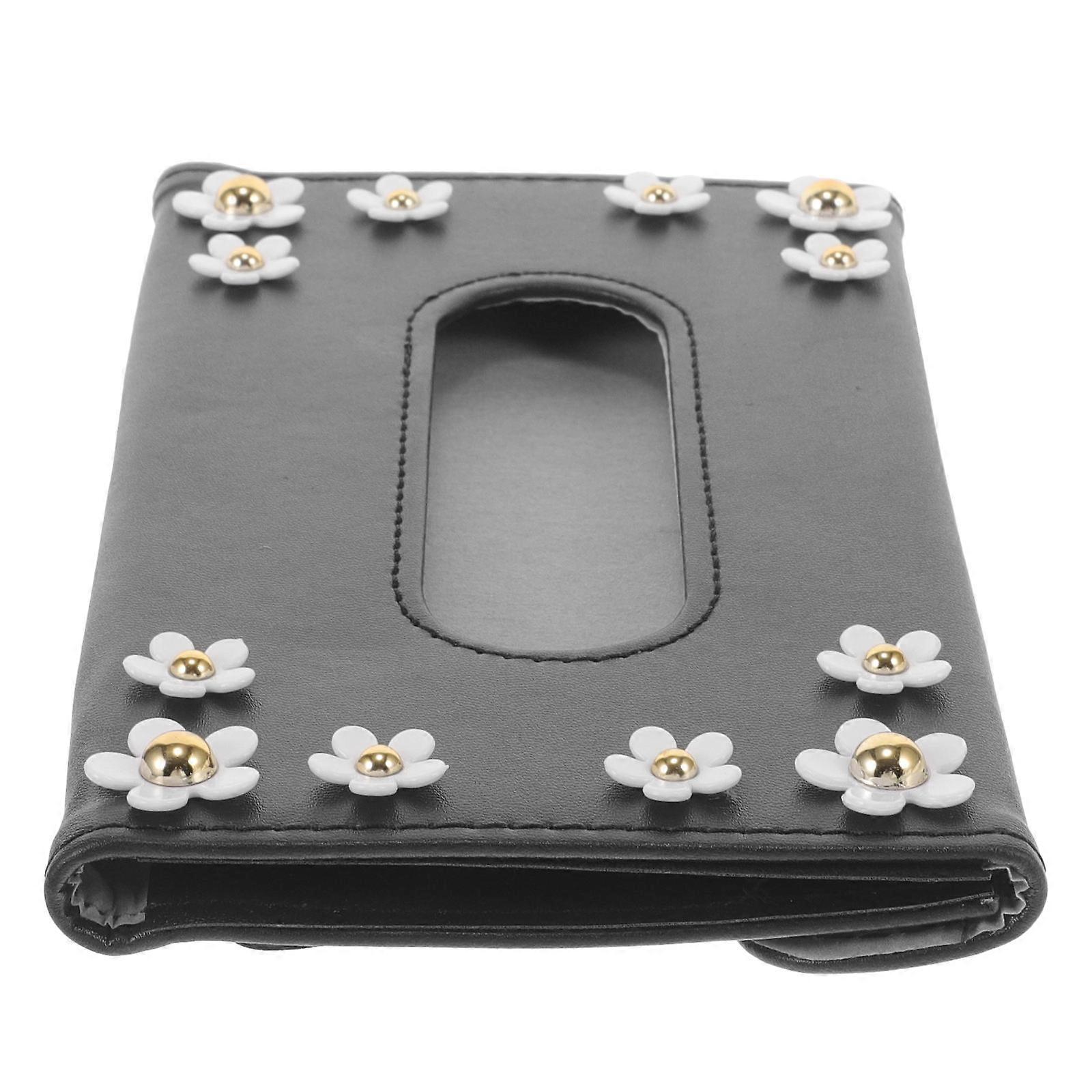 Car Tissue Holder Vehicle Interior Accessory Multifunctional Storage Black Imitation 1Pack