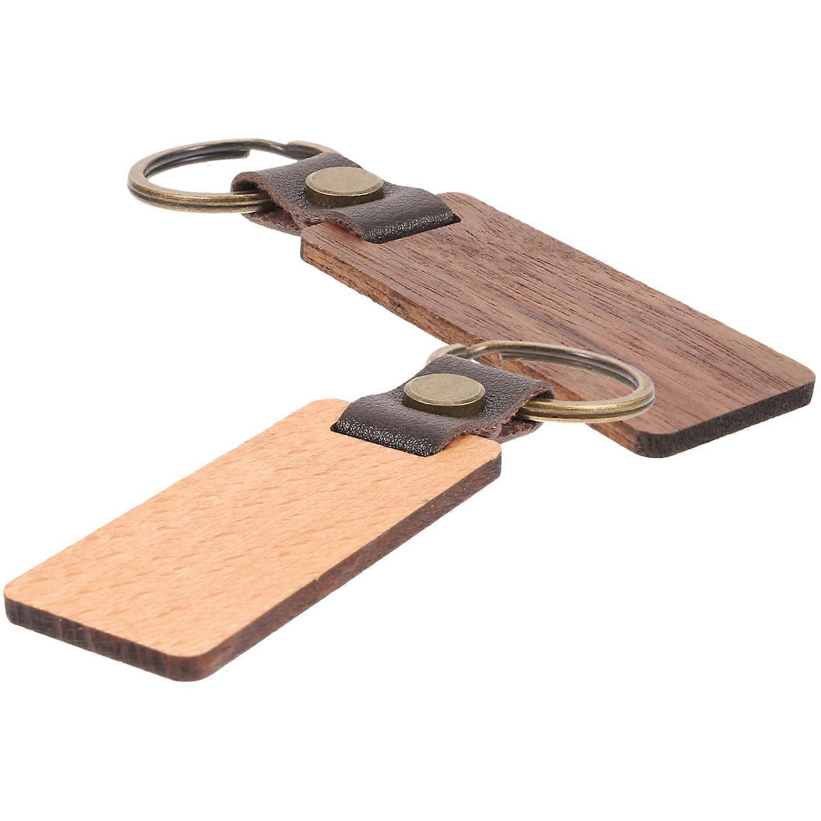 Wooden Key Pendant Accessory for Diy Crafts with Assorted Color and Durable Materials 2Pcs