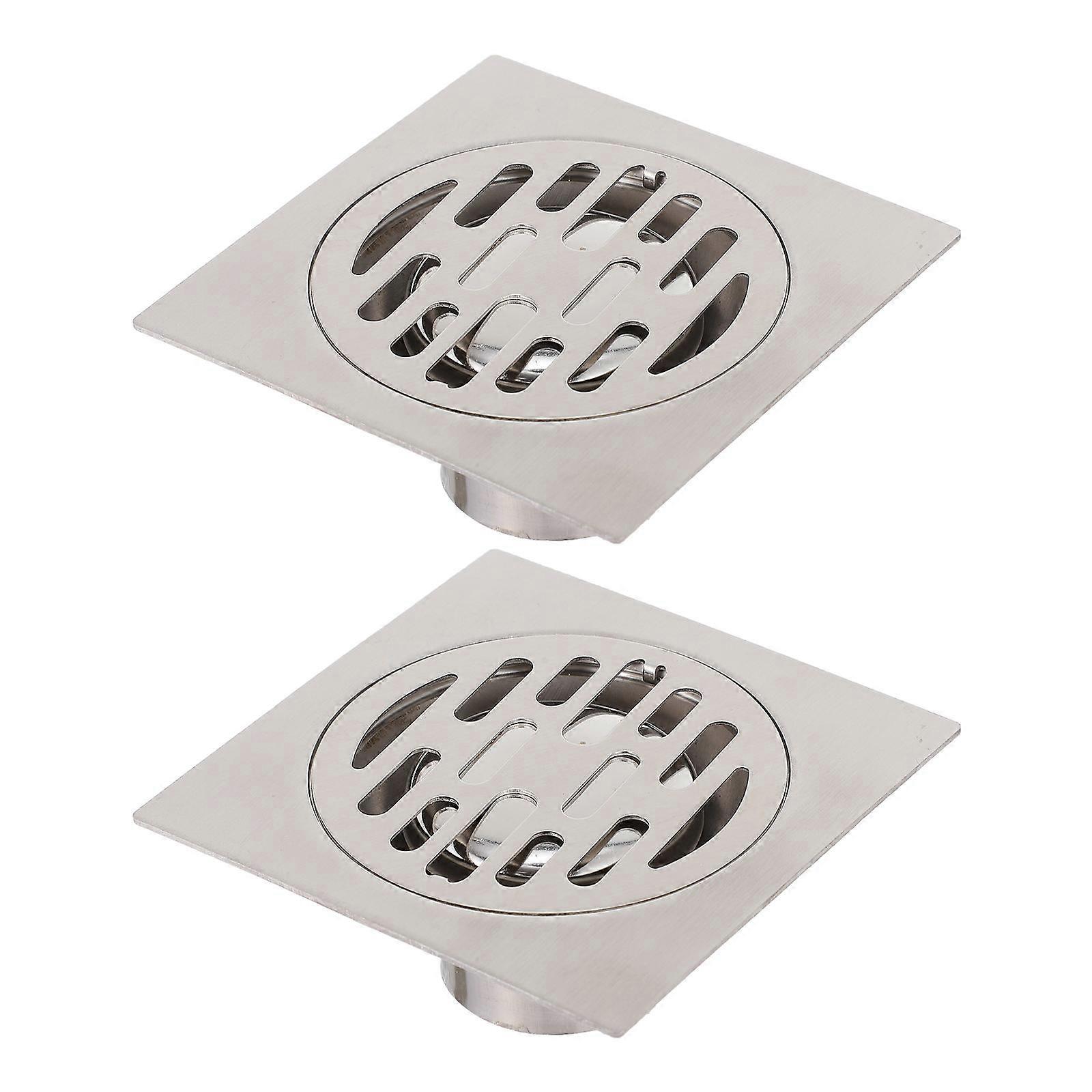 Durable Floor Drain for Home Use 2Pcs Stainless Steel Square Filter
