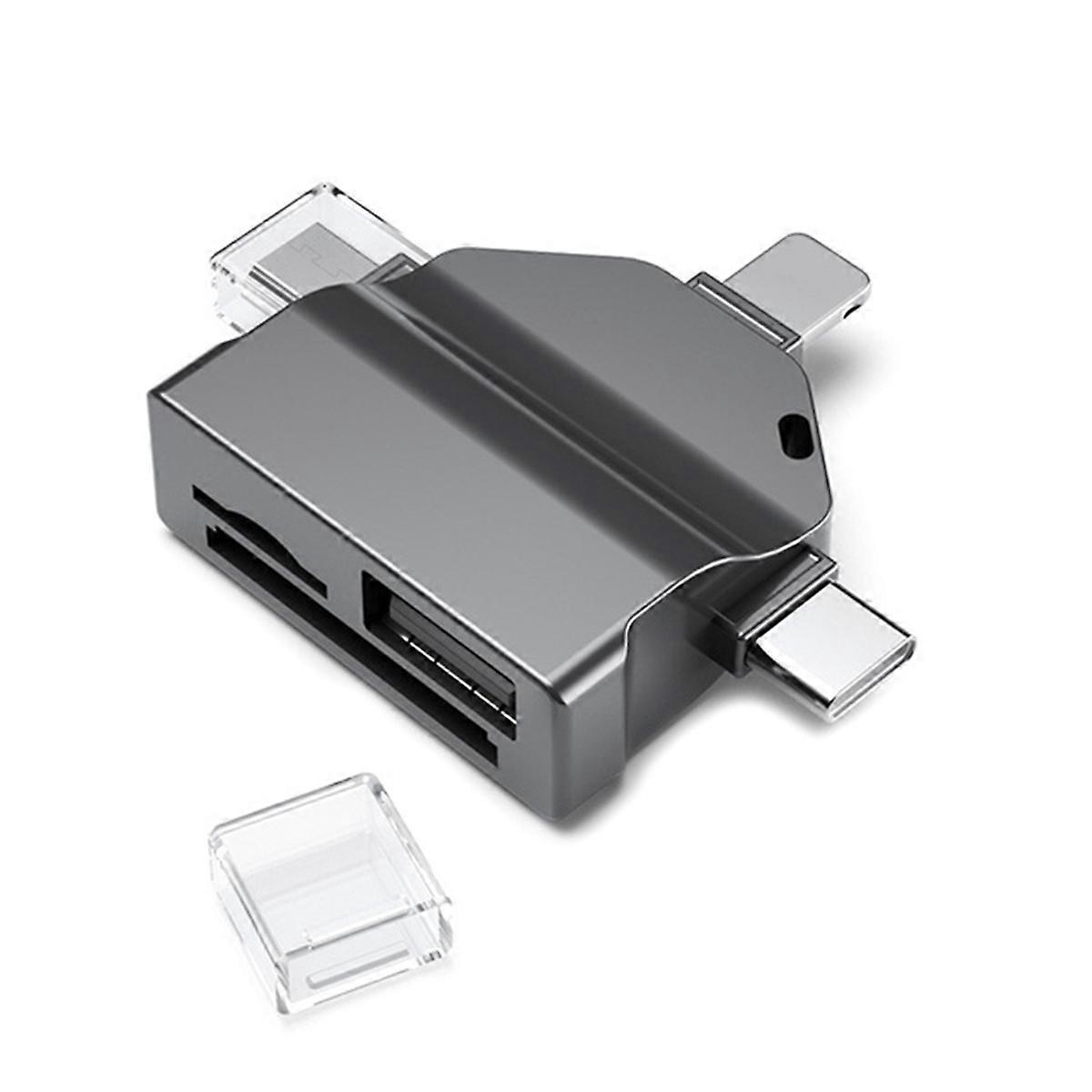 Multifunction 7 in 1 Card Reader USB 2.0 Type C to SD Adapter Black