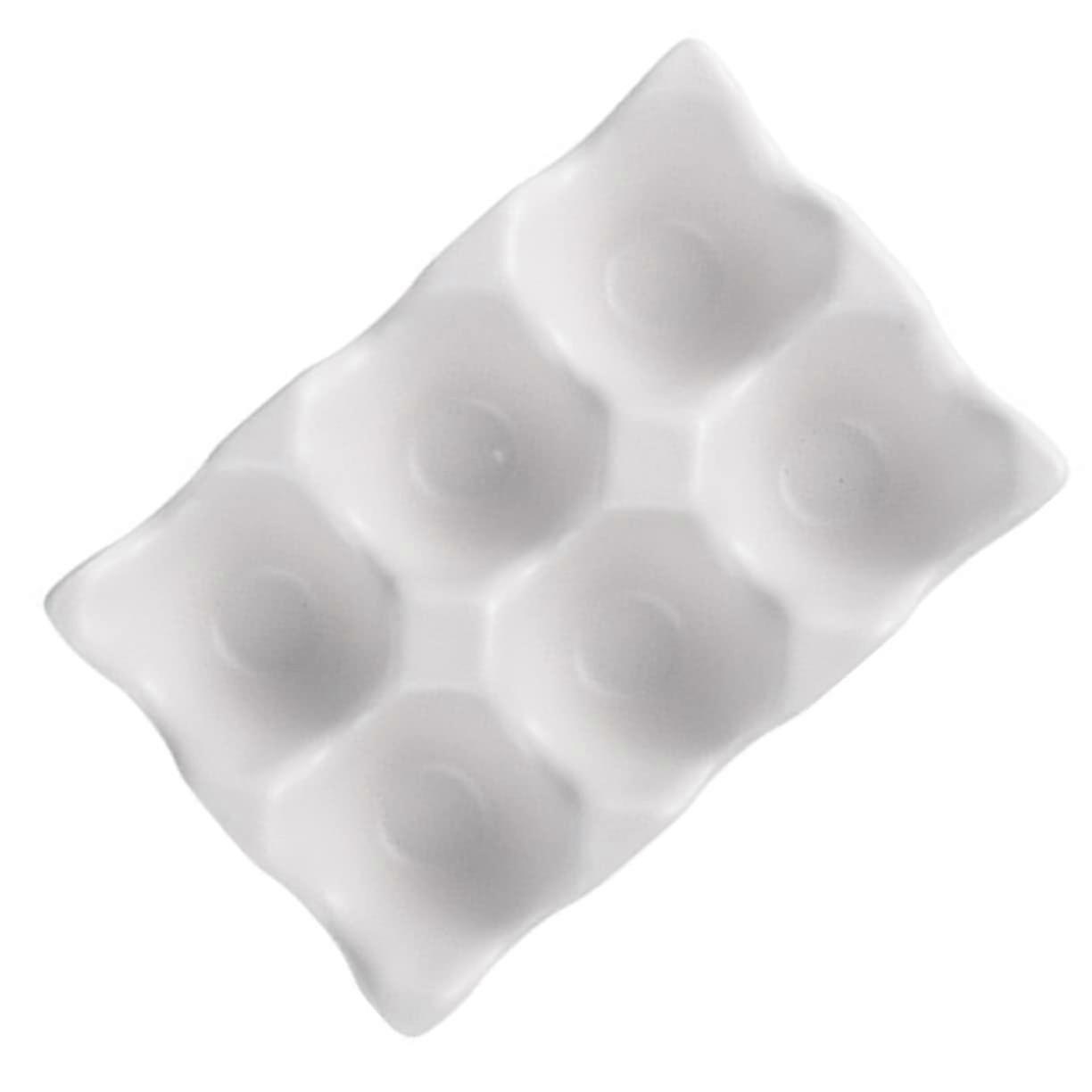 6 Grids Ceramic Egg Holder with Anti-Slip Base, Shockproof Design for Modern White Kitchen Refrigerator Storage Box