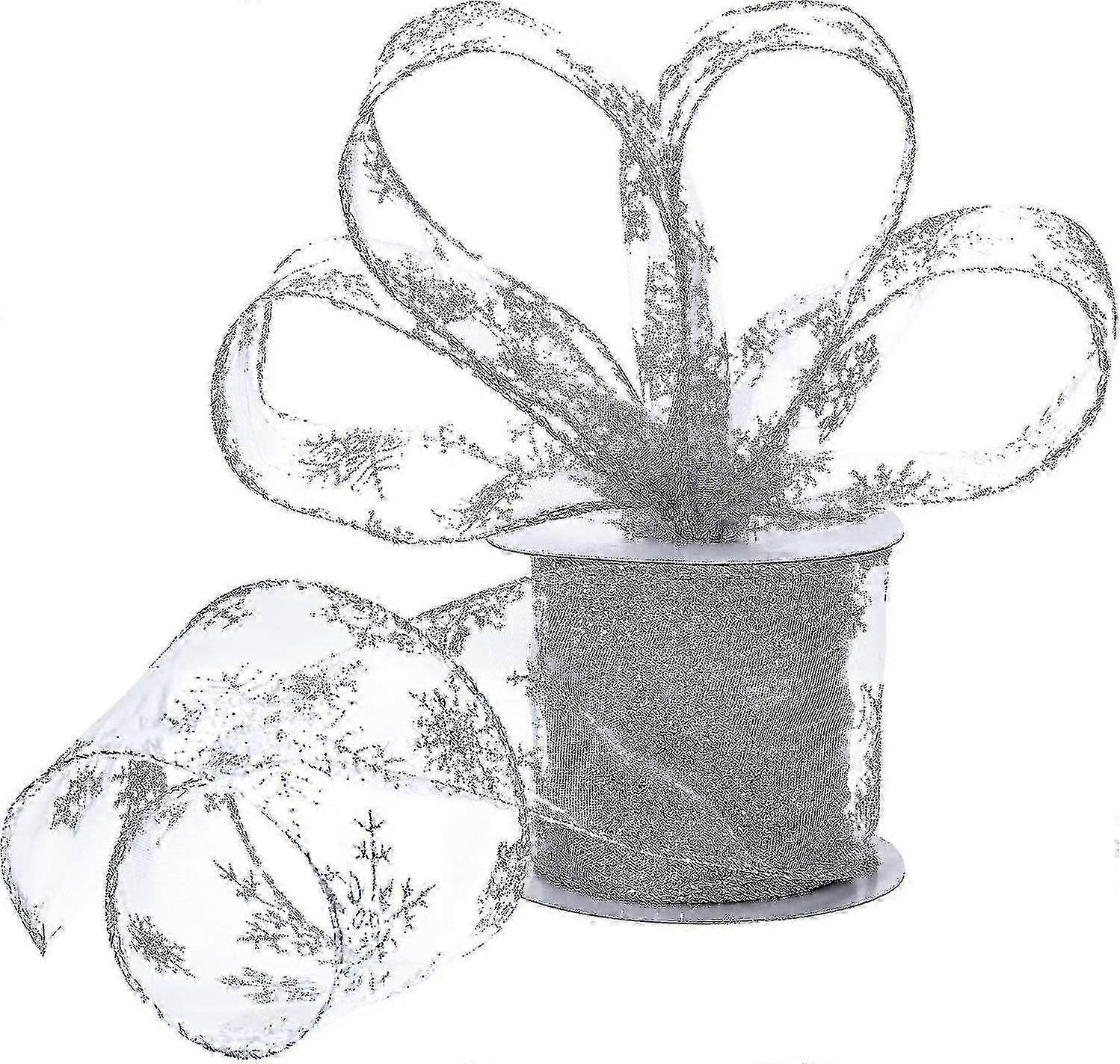 6.3 Cm In Width Za Ribbon F Wired Sheer Glitter Ribbon With Spool For Rat, Wrap, Rat (10