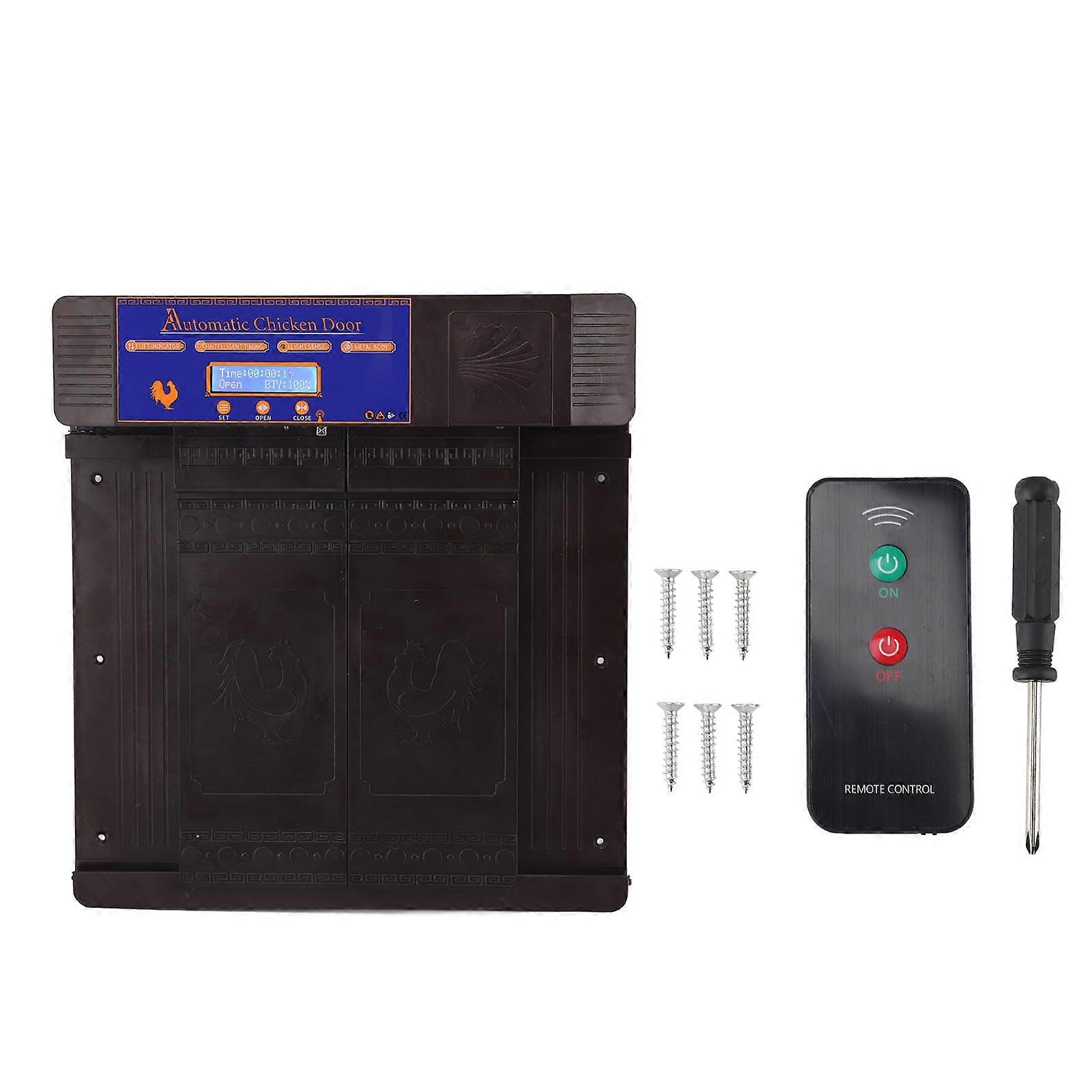 Automatic Chicken Coop Door Remote Light Sensing Timer Dark Brown