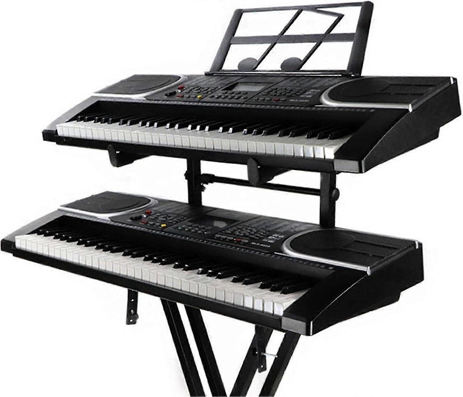 Support universel à double clavier - Support d’orgue électronique de deuxième niveau Rack | Support de piano portable Rack d’instruments de musique avec hauteur réglable