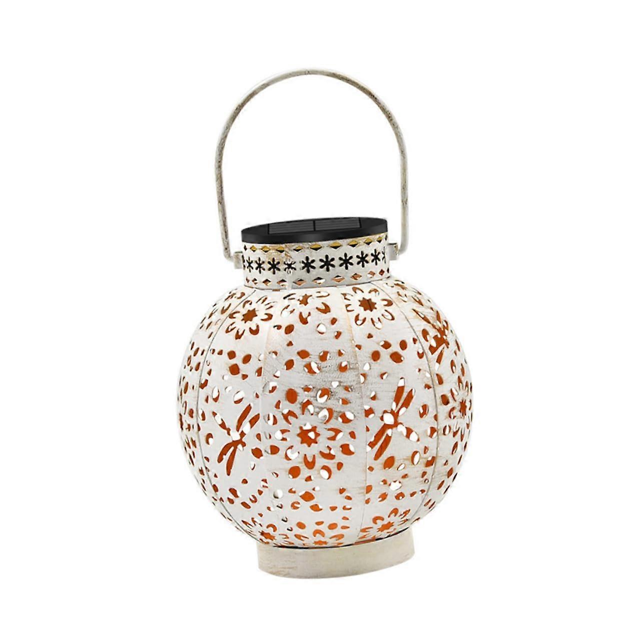 LED Solar Lantern Dragonfly Pattern, Hollow Design, Hanging Solar Light For Garden Patio Deck, Outdoor Projection Lamp