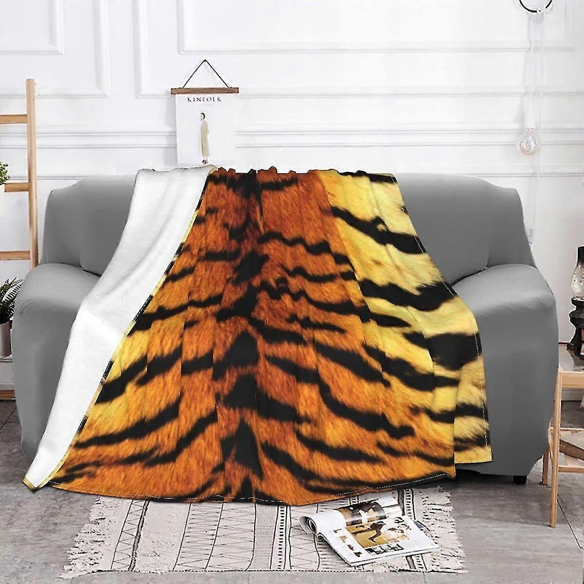 Tæppe Tigerskind Ny Flannel Plys Smide Sofa Tæpper Seng Passer Sofa Stue Tæppe 40x50 Tommer