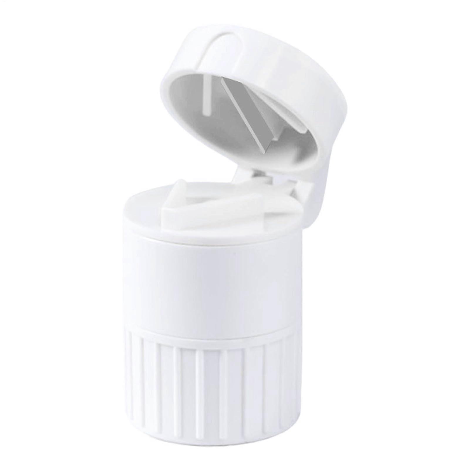 Pill Crusher and Grinder 4In1 Tablet Splitter With Storage Cup Portable Pill Cutter Small Pill Pulverizer White