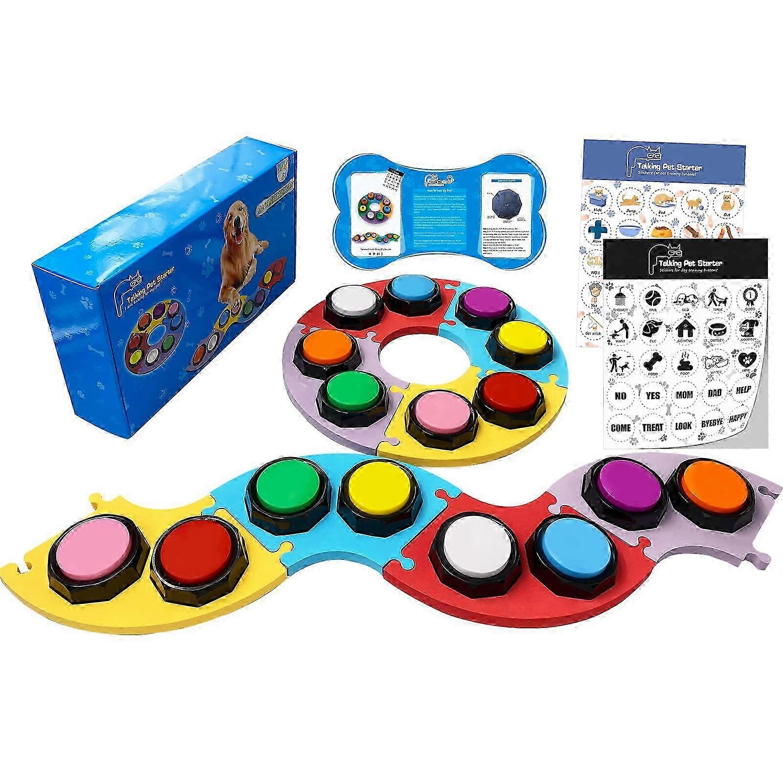 Interactive Recording Dog Training Toy with Sound, Pet Button Clicker with Action Stickers and EVA Mat for Fun Training 25-26