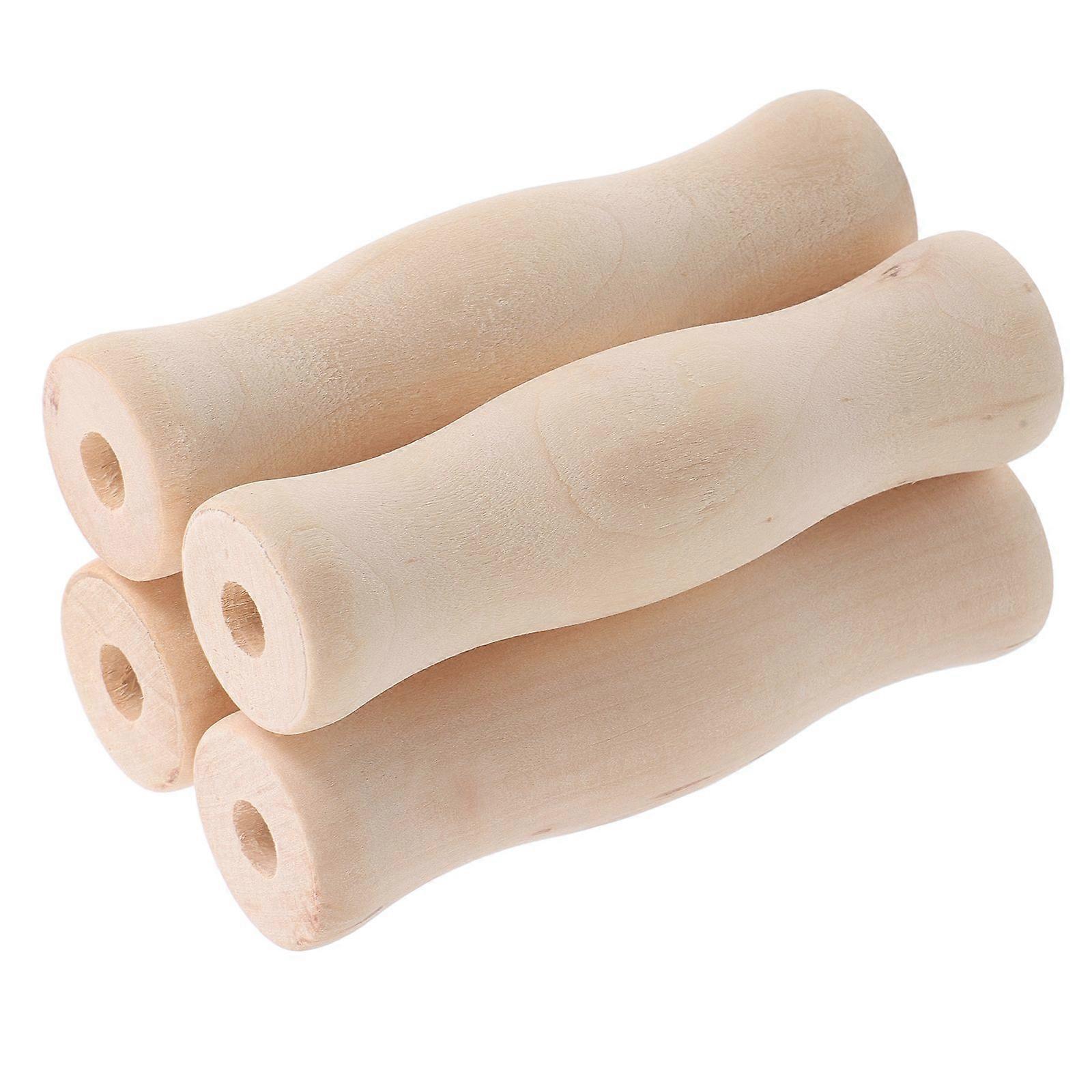 4個の台所用品グリルキャンプ屋外調理用の木製ハンドル頑丈で掃除が簡単な木製グリップキッチン用品アクセサリー用