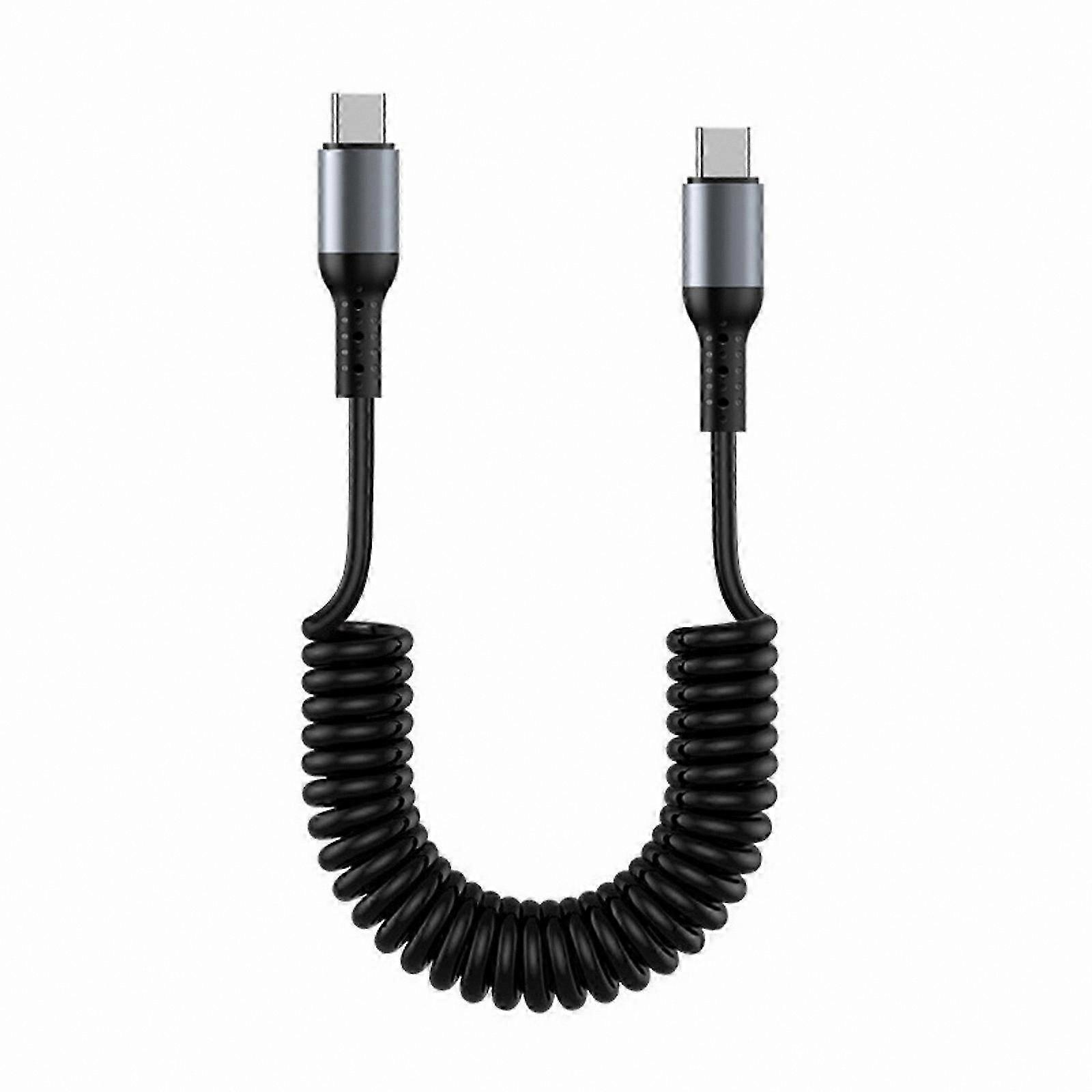USB C to USB C Coiled Cable, 6A Fast Charging and Data Transfer, Black and Purple