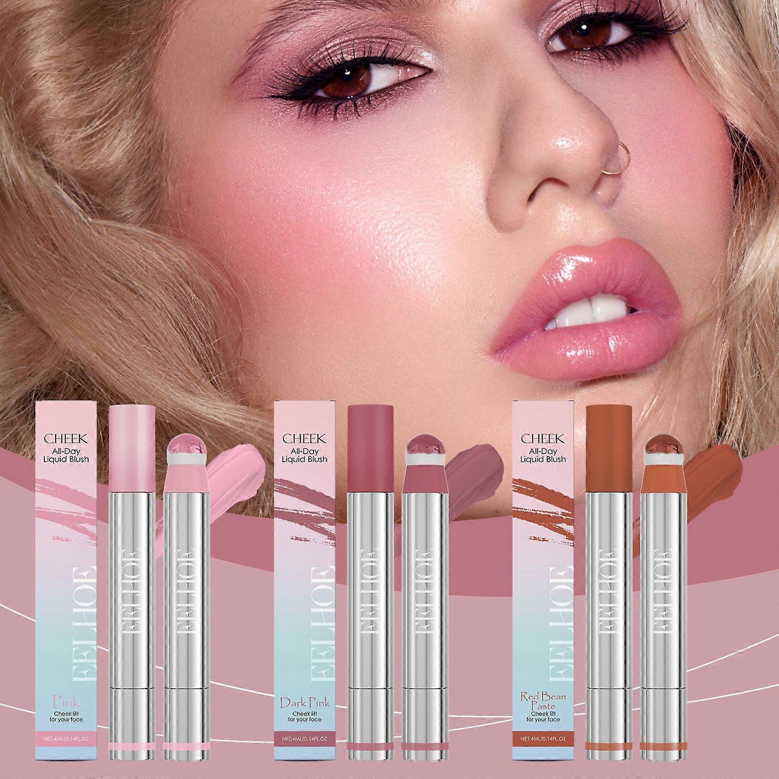 Eelhoe Rotating Liquid Blush Lip Gloss Moisturizing Easy To Push Away Non-Fading Multifunctional Repair Highlight Blush Liquid)