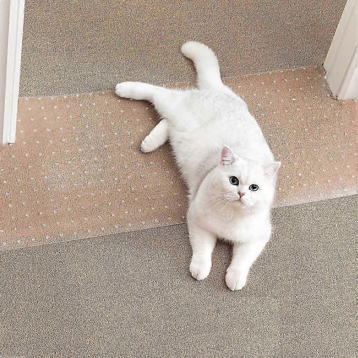 Carpet Protector for Pets - Cat Carpet Protector for Doorway, Anti Scratch Under Door Cat Scratch Protector Mat, Easy to Cut Plastic Carpet Scratch St
