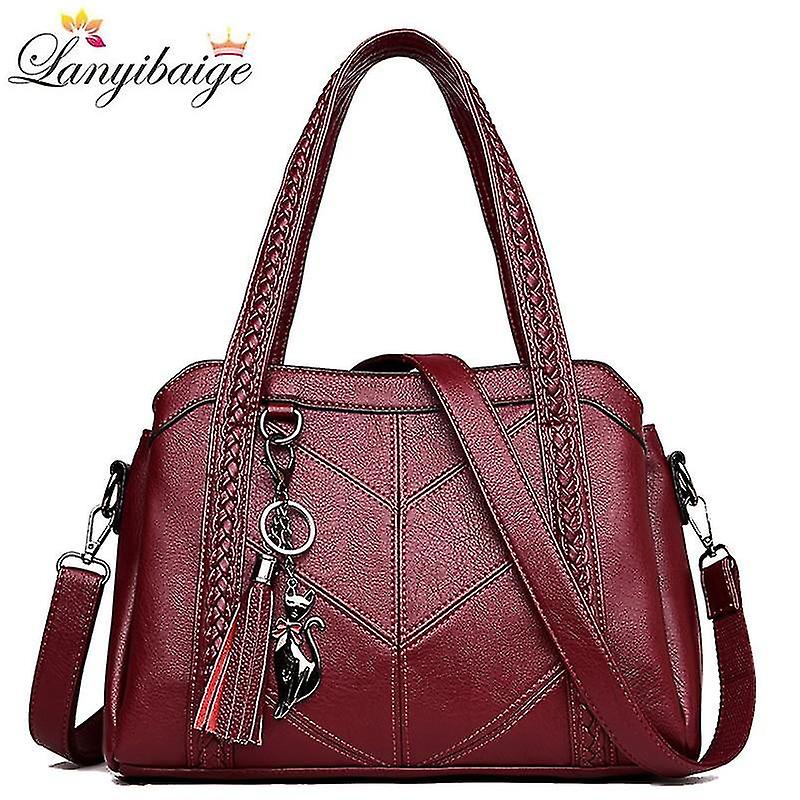 Käsilaukut Ylelliset käsilaukut Uudet lompakot ja käsilaukut Korkealaatuinen nahkainen käsilaukku Bolsa-olkalaukku punainen