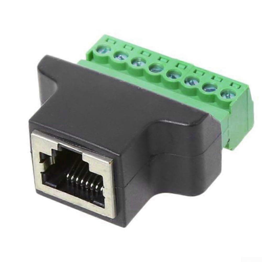 RJ45 Female to 8Pin Screw Terminal Block Connector Adapter Cat5e Cat6 Cat7 Compatible Green Ethernet Network Connector