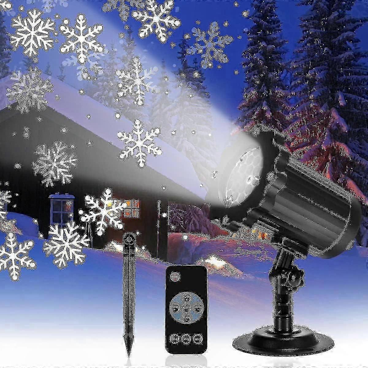 Snowflake Projector Light with Remote Control, Waterproof IP65 LED Snowfall Effect for Indoor and Outdoor Holiday Decor