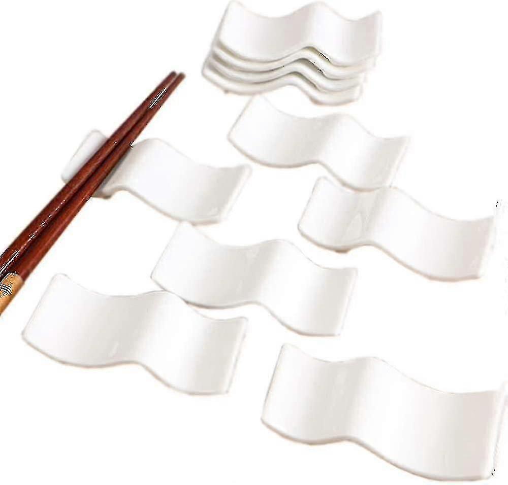 Ceramic Chopsticks Rest Rack Set Of 10 Pcs, Chinese Style Dinner Spoon Stand Knife Fork Holder Porcelain Chopsticks Stand-YGWL, Happy H