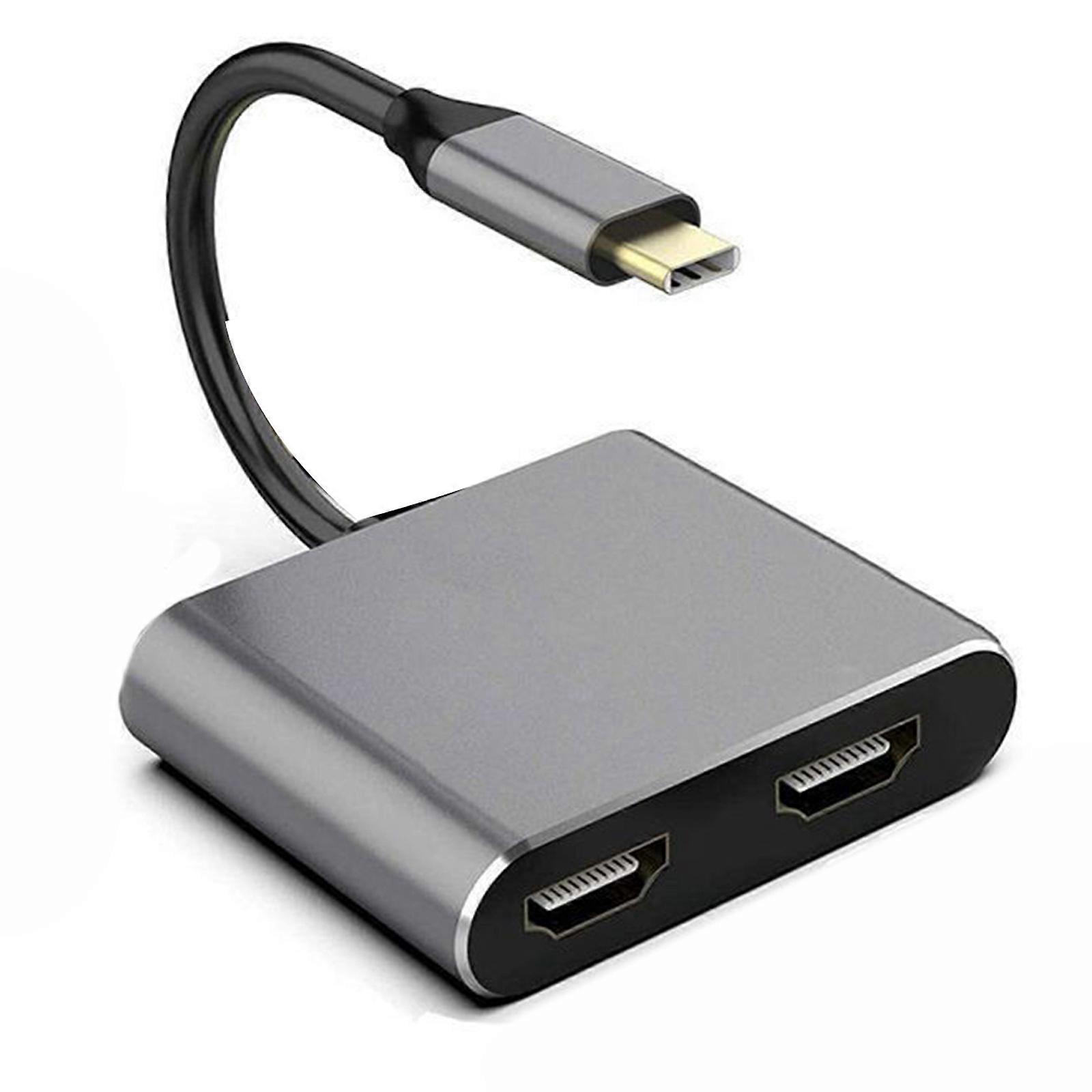 USB C Double Monitor Adapter 4K 60Hz Aluminum Dock With Power Delivery And USB Port For Office Gaming Multicolor