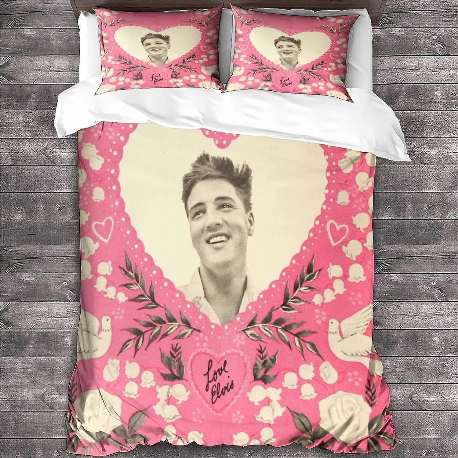 3 peças Elvis Presley capa edredom com fronhas, Rock 'n' Roll Print Bedding Set com fecho com zíper, Singer Quilt Cover Double