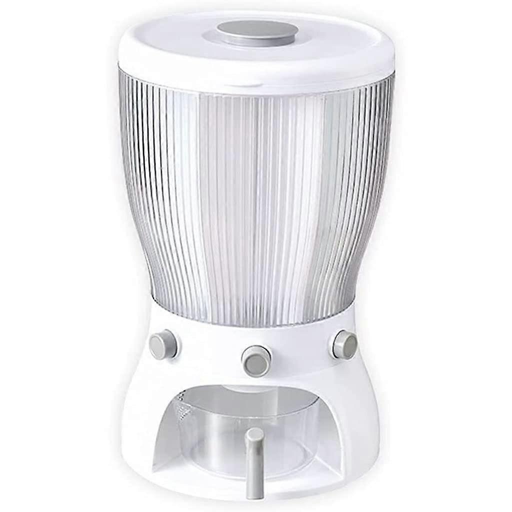 Rotating Sealed Cereal Dispenser 10Kg Capacity White One Click Output Grain Storage Container For Home Kitchen