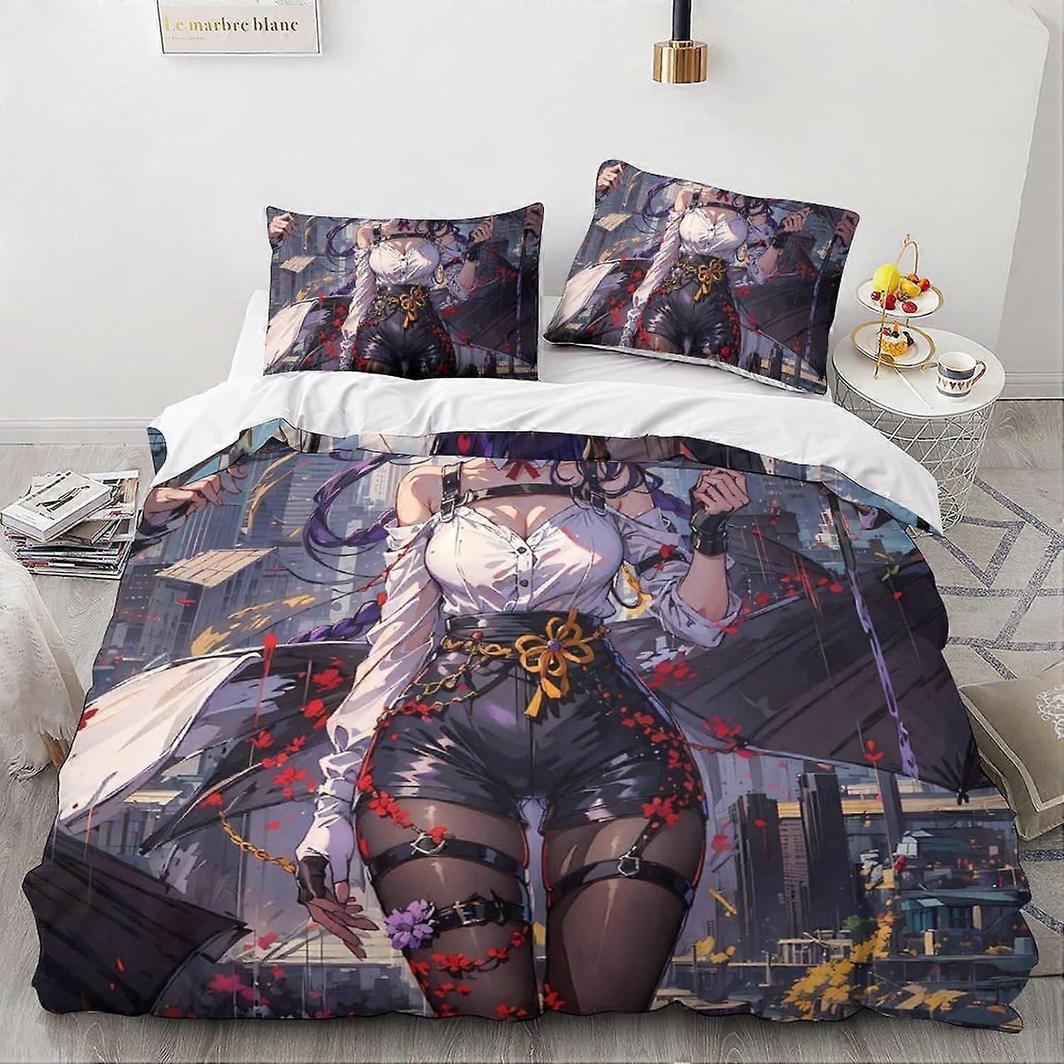 LikeEj Animes E Mangás Capa Edredom Fantasia Padrão Impresso Capa Edredom com fechamento com zíper, Soft Microfiber Anime Bedding Set