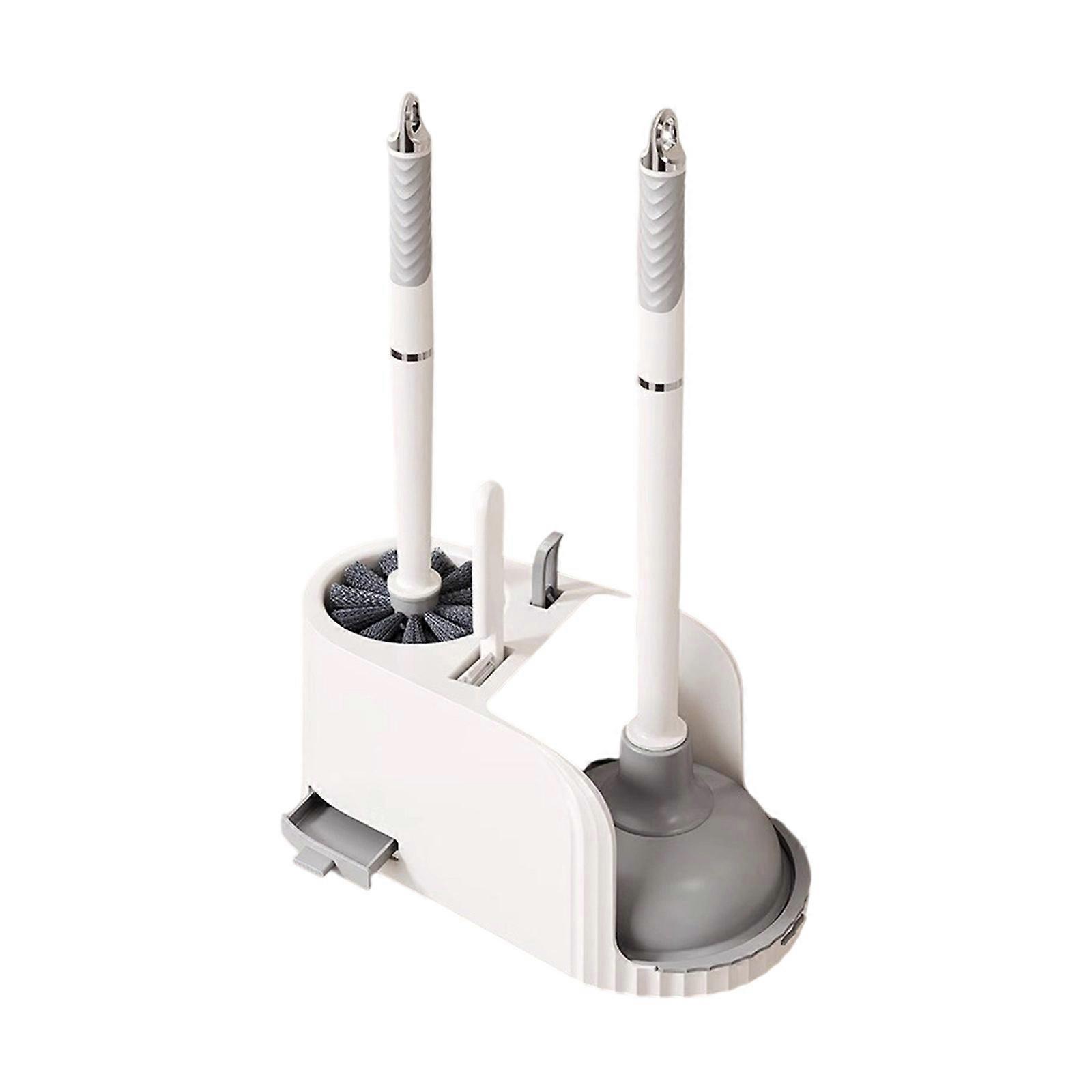 Space Saving Toilet Brush Holder With Ergonomic Long Handle And Quick Drying For Modern Bathrooms  grey