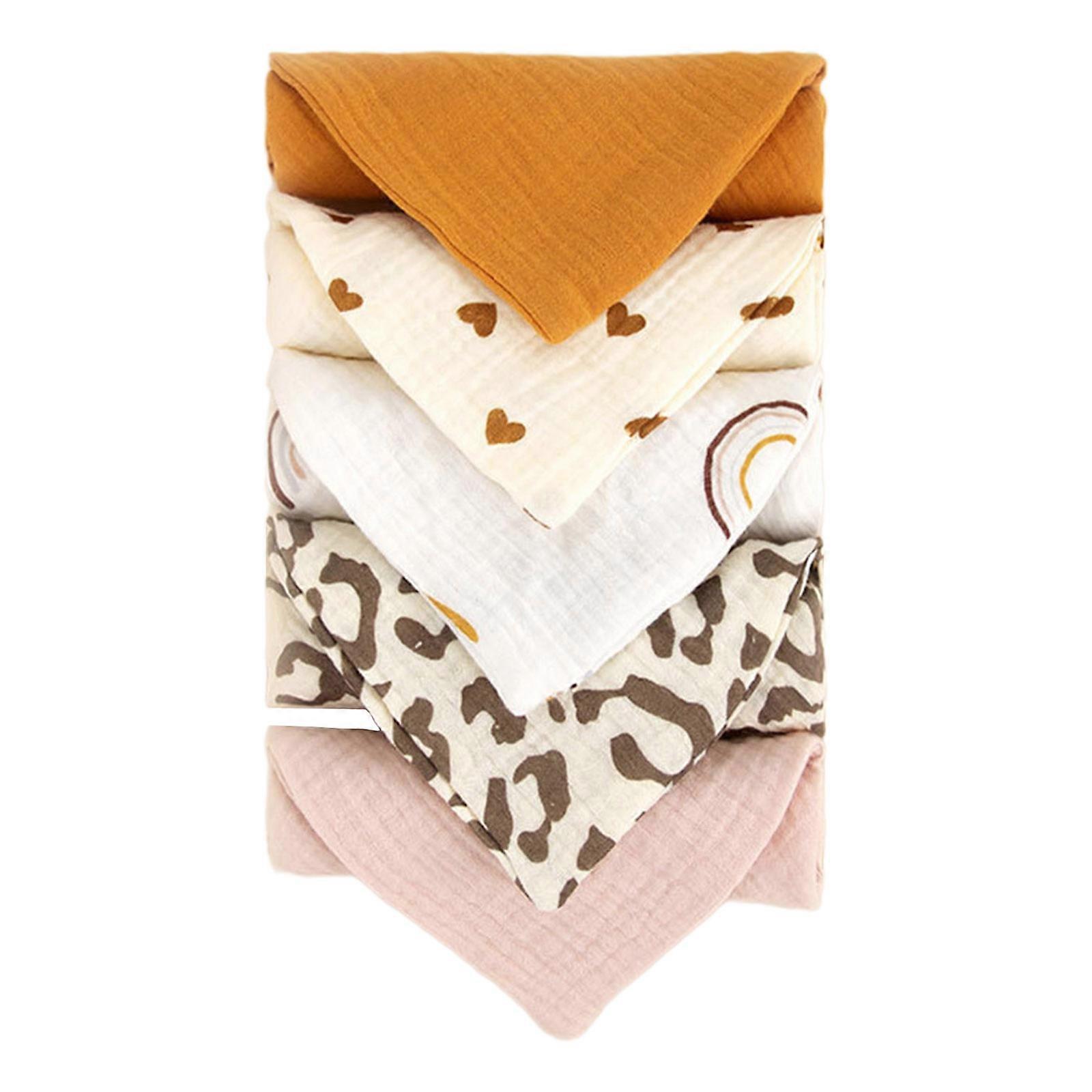 4 Layer Wipe Towel Baby Face Towel Breathable Square Towel Washcloths with Rainbow Pattern Nursing Towel for Toddlers Multicolor