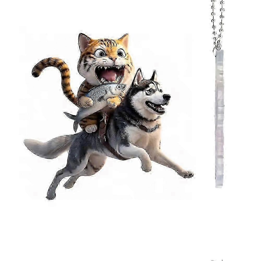 AI Image Funny Vivid Dog With Cat Graphics Car Stickers Creative Decals