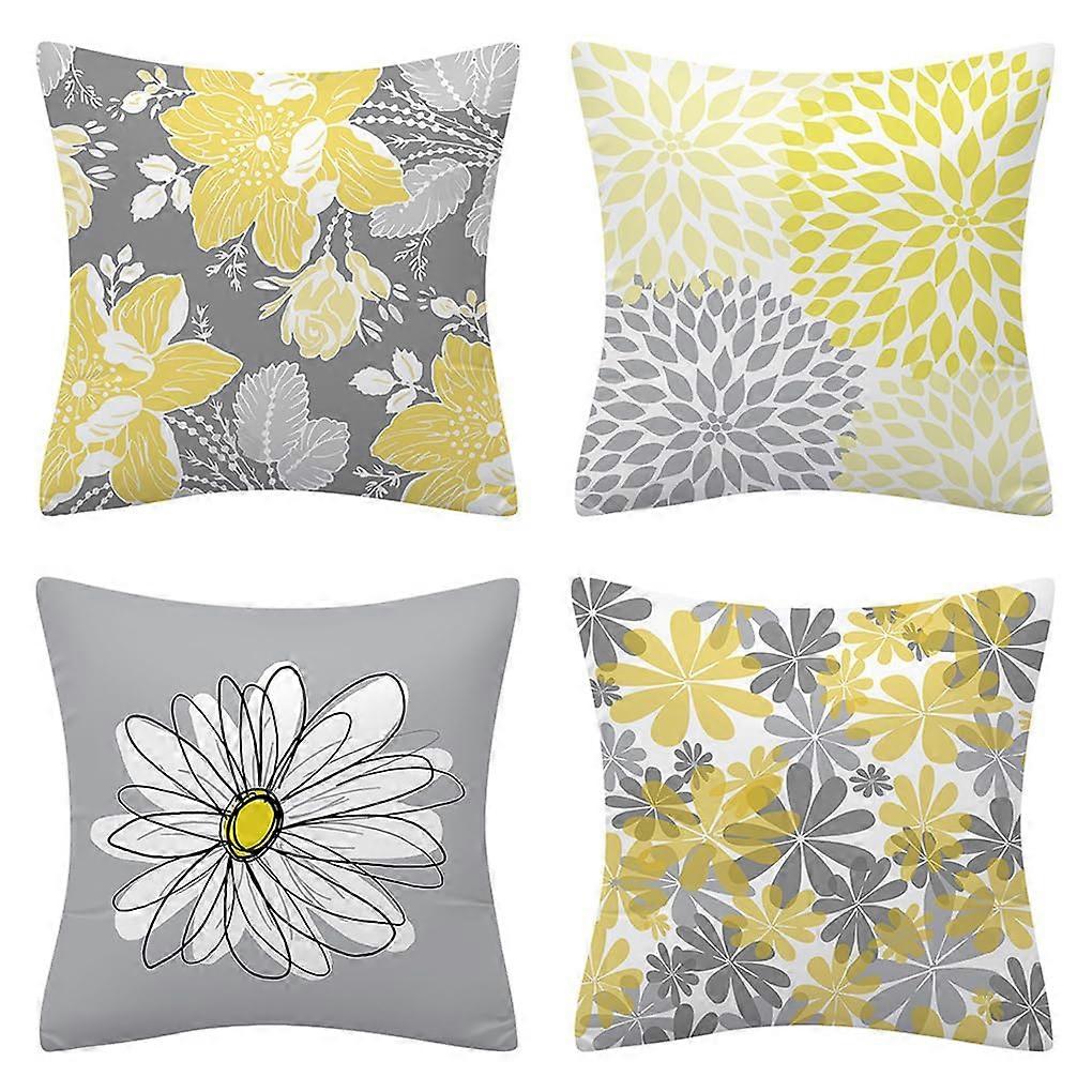 4 Piece Hypoallergenic AntiMite Polyester Pillowcase Set for Bed Sofa Cushions