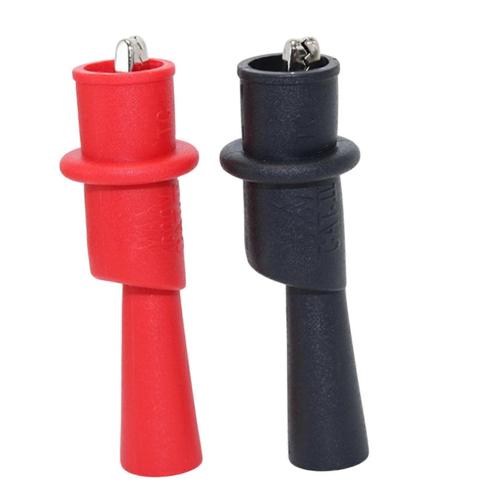 2Pcs Alligator Test Clip Clamp For Multimeter Tester Probe Insulated Alligator Test Clip Connector Testing  black red