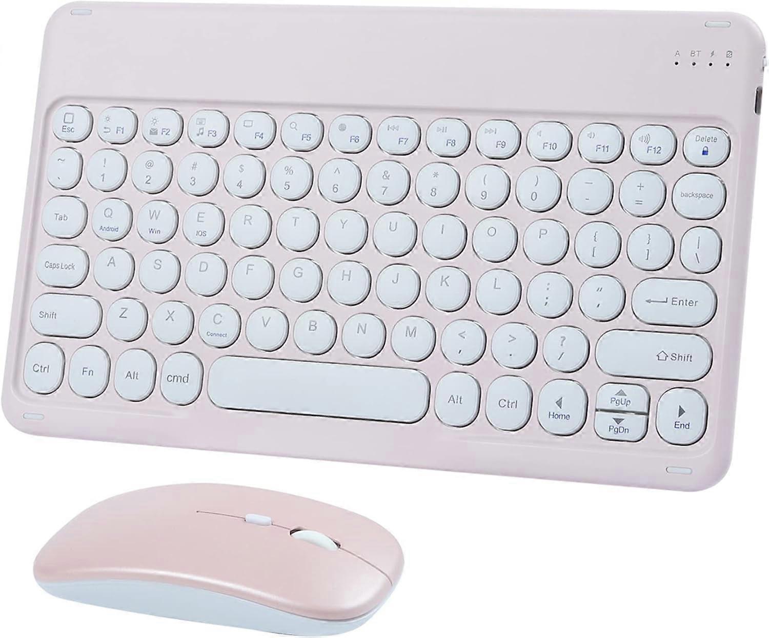 Bluetooth Wireless Keyboard and Mouse Combo-Rechargeable Mini Cute Typewriter Wireless Mouse and Keyboard-Portable