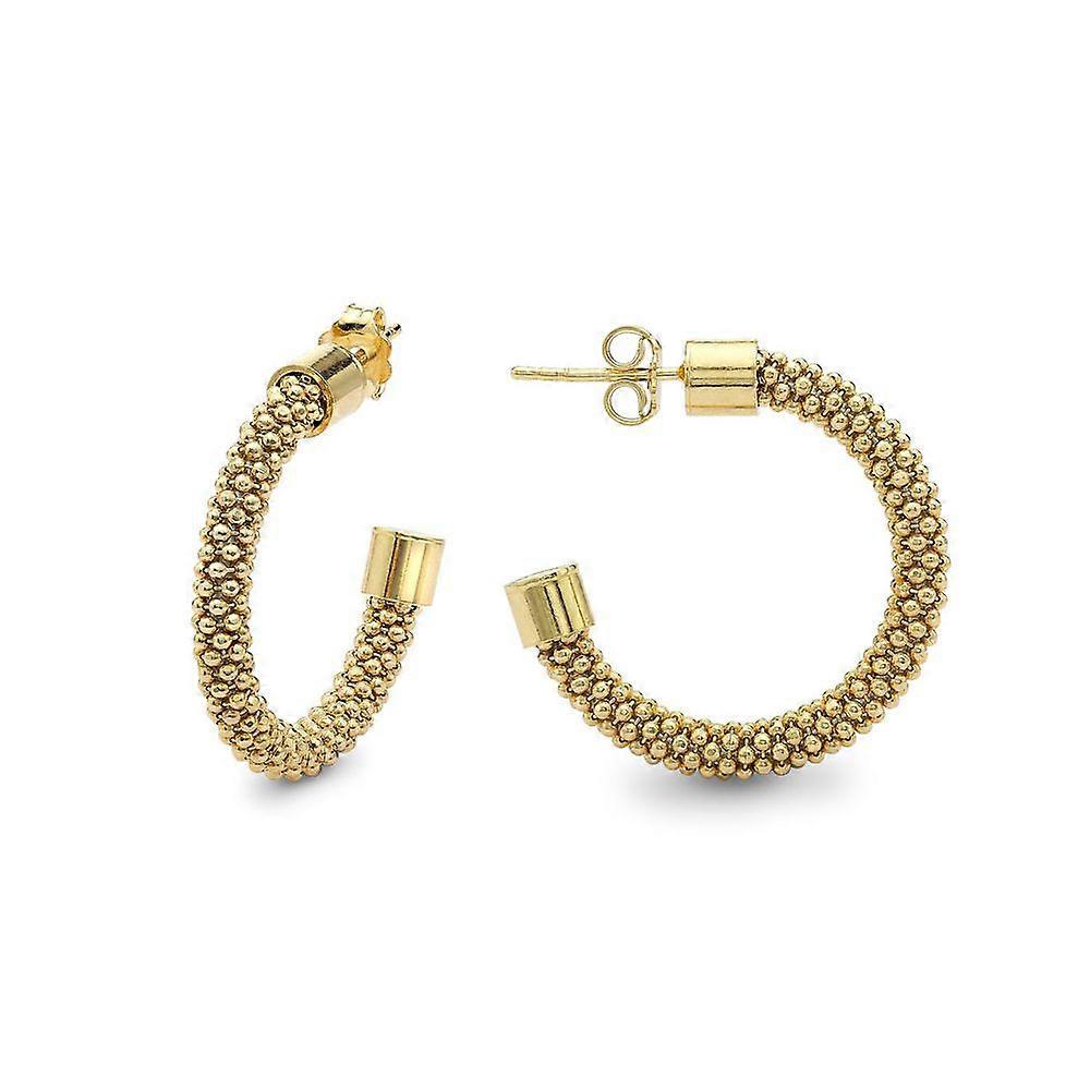 Jewelco London纯银钻石切割爆米花耳环 - 镀金 - 28毫米