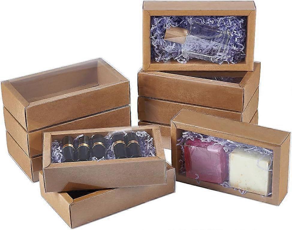 12pcs Kraft Paper Drawer Box 6.8x4x1.6inch Rectangle Homemade Soap Box with Blank Tags Small Cardboard Present Packaging Boxes for Weeding Present Par