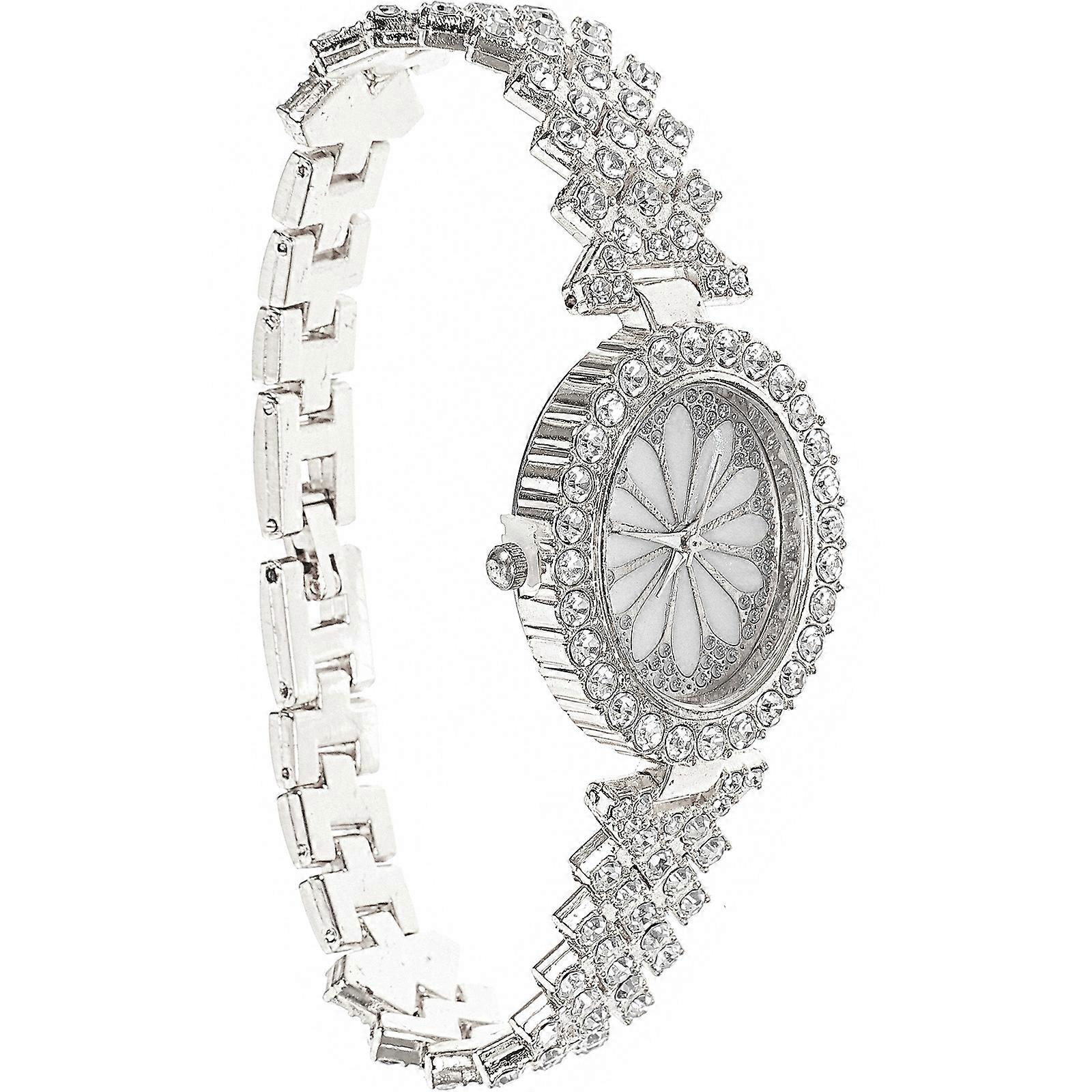 Stylish Women's Watch Elegant Style Time Display Silver Metal 1Set