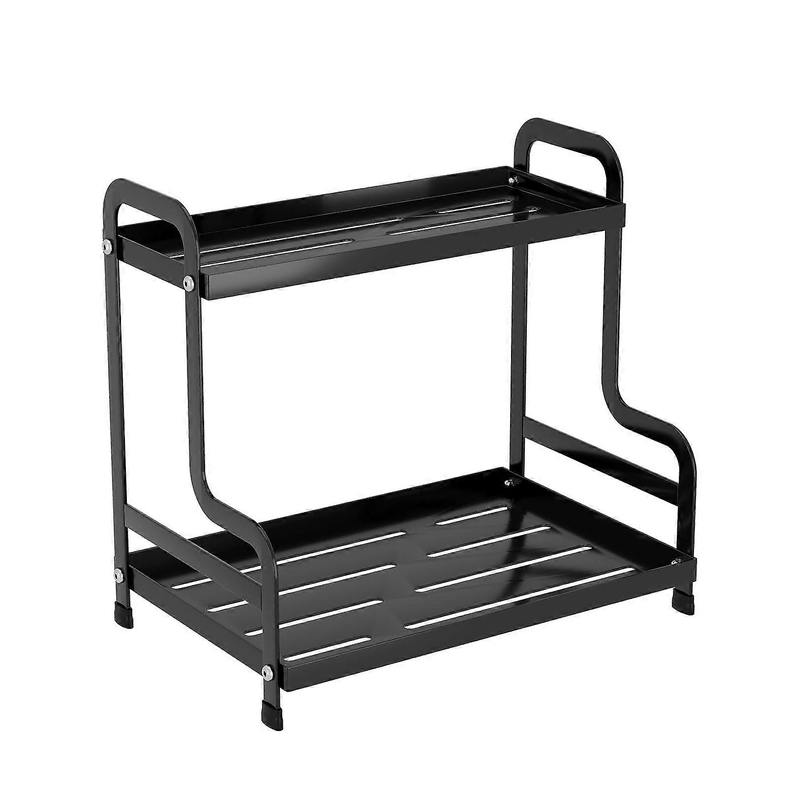 Coffee Bar Organizer 2 Tier Countertop Shelf with Mug Holder and Condiment Storage Rack for Kitchen